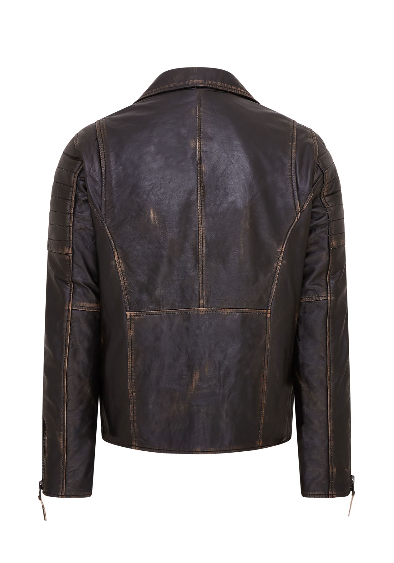 Chaqueta de Motociclista Para Hombre Calce Ajustado Estilo Brando Doble Cremallera Cruzada 100% Cuero - Imagen 17 de 30