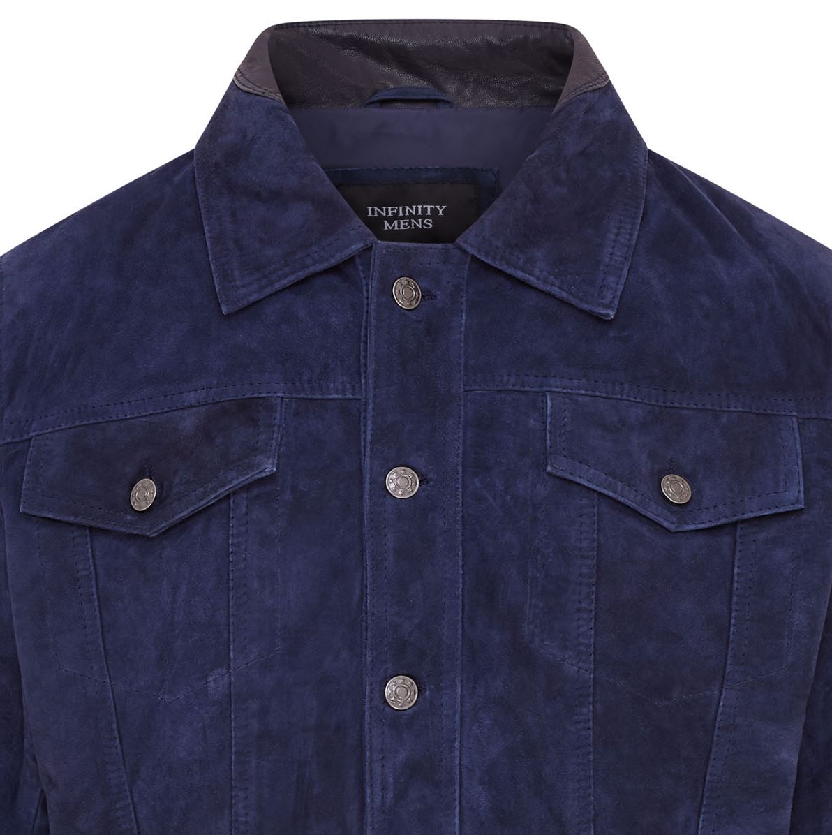 Mens Goat Suede Jeans Jacket Trucker Casual Denim Leather Shirt - Picture 12 of 19