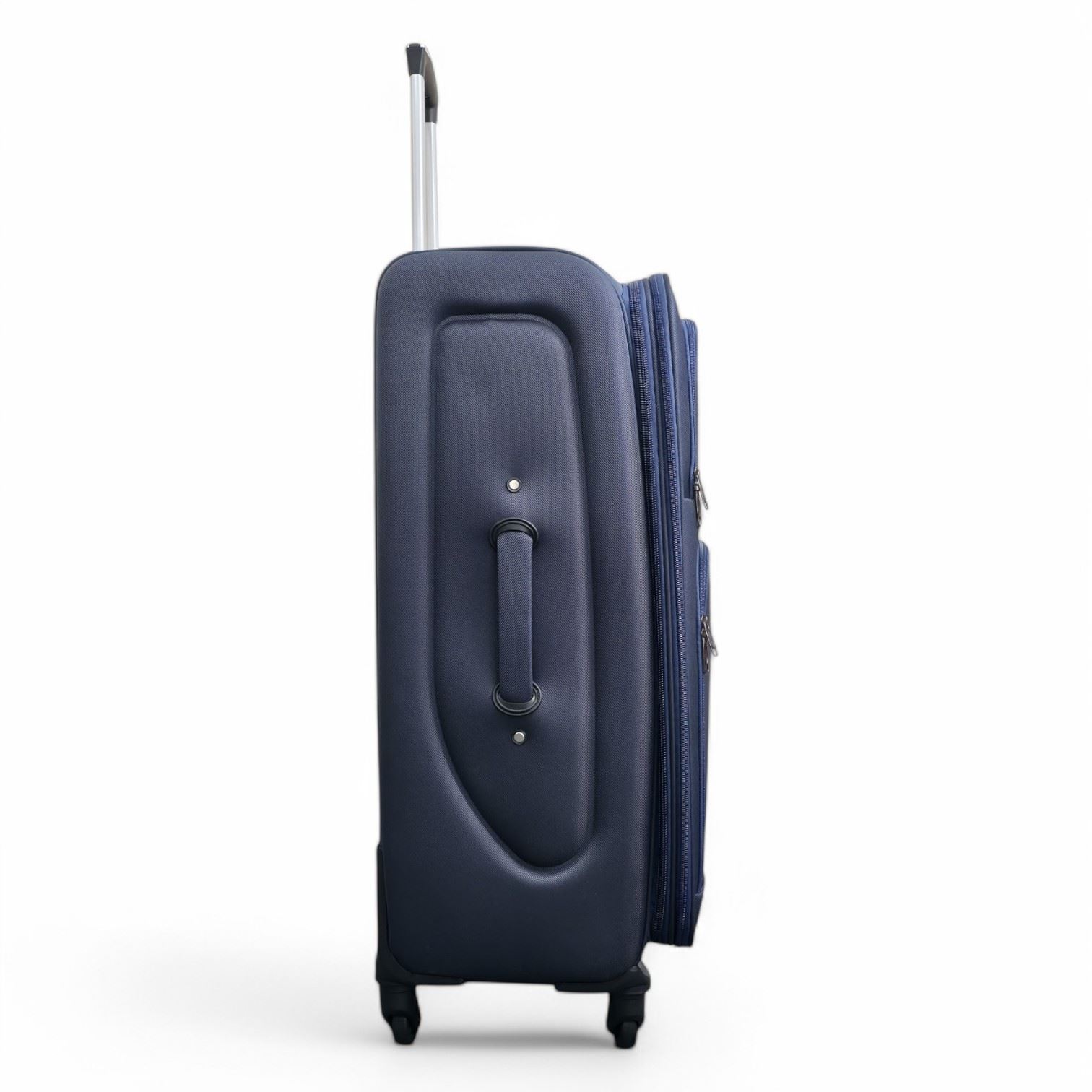 Soft Shell Lightweight Navy Blue Nylon Suitcase Set 4 Wheel Travel Case Bags - Picture 6 of 38