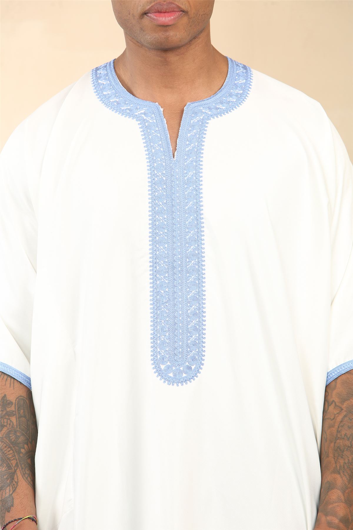Mens Moroccan Thobe Djellaba islamic Clothing Jubba Eid Ramadan Arab ShortSleeve - Picture 13 of 14