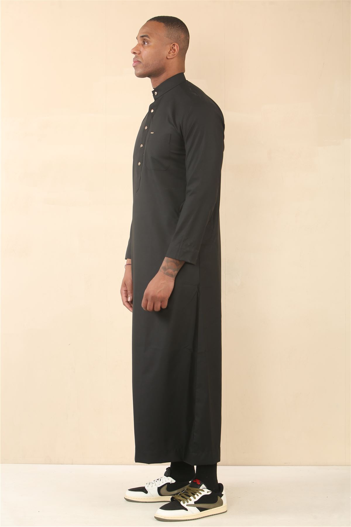 Men's Thobe Emirati Islamic Clothing Jubba Robe Muslim Eid Ramadan Arab Saudi - Picture 5 of 23