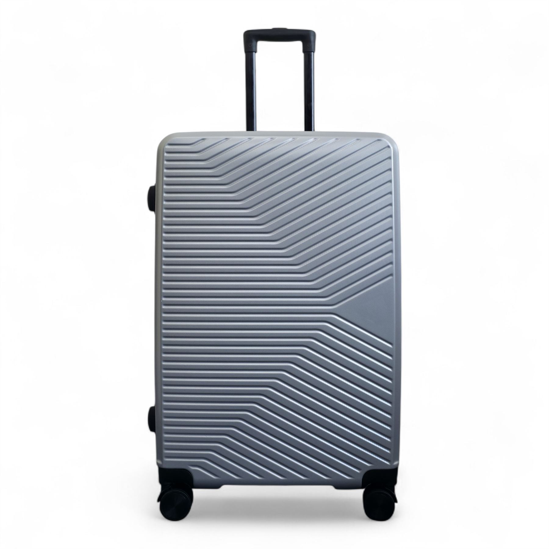 Strong Silver Hardshell Set Dual 4 Wheel ABS Trolley Cabin Suitcase - Picture 2 of 31