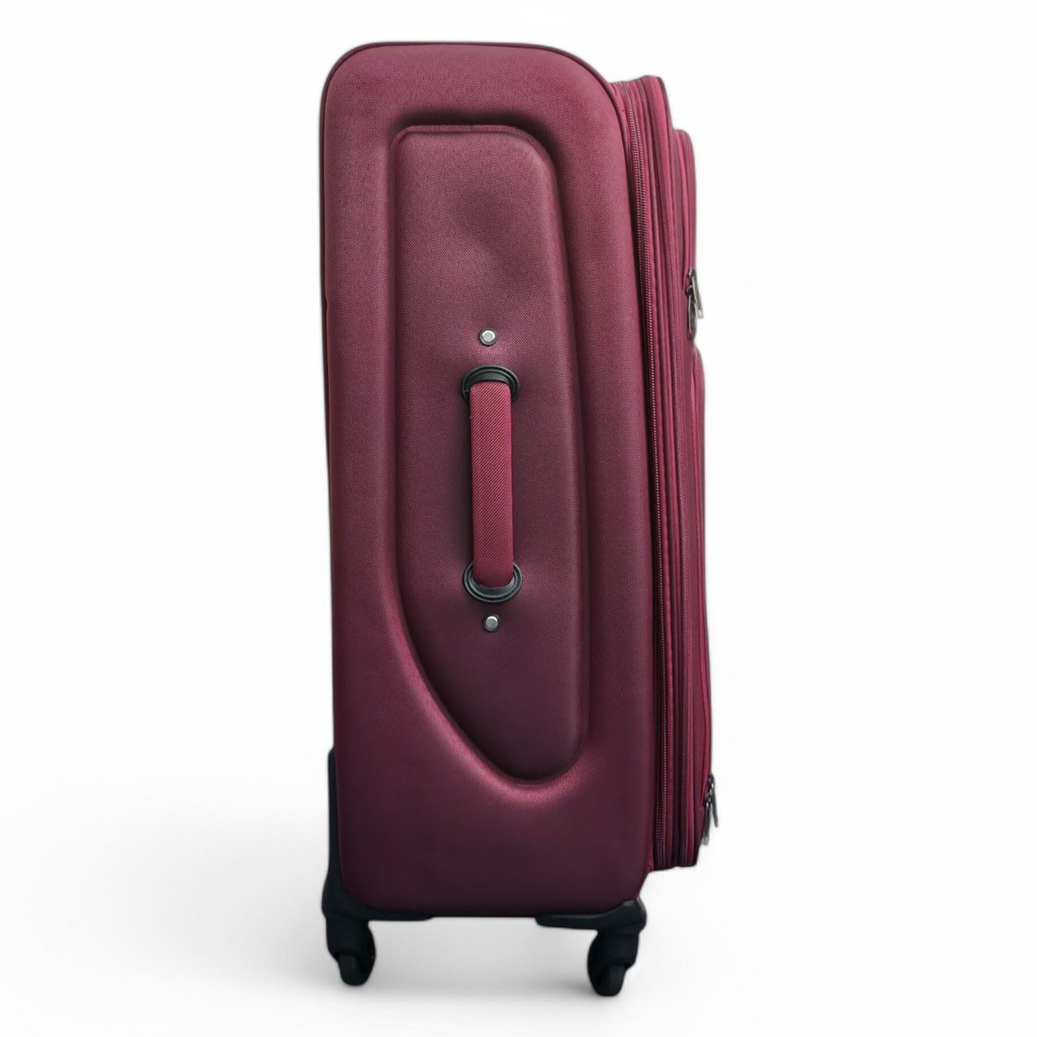 Soft Shell Lightweight Wine Burgundy Nylon Suitcase Set 4 Wheel Travel Case Bags - Picture 6 of 37