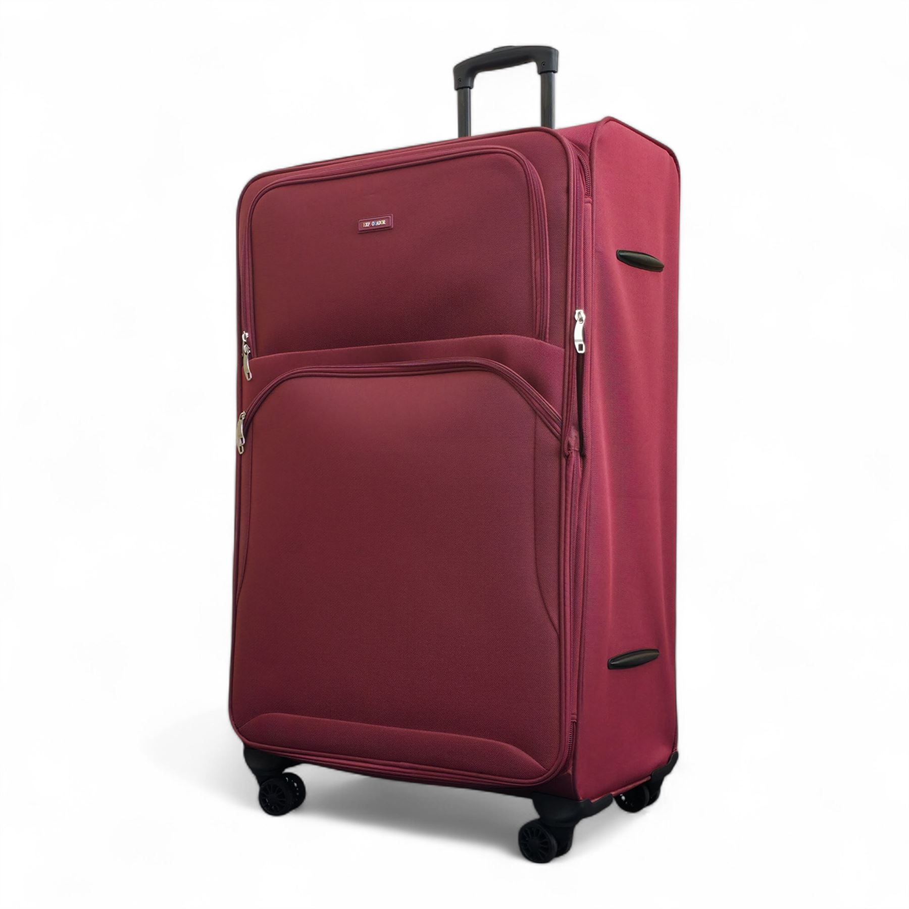 Burgundy Red Expandable Soft Shell Suitcase 8 Wheel Set Light Carry On Cabin Bag - Picture 34 of 36