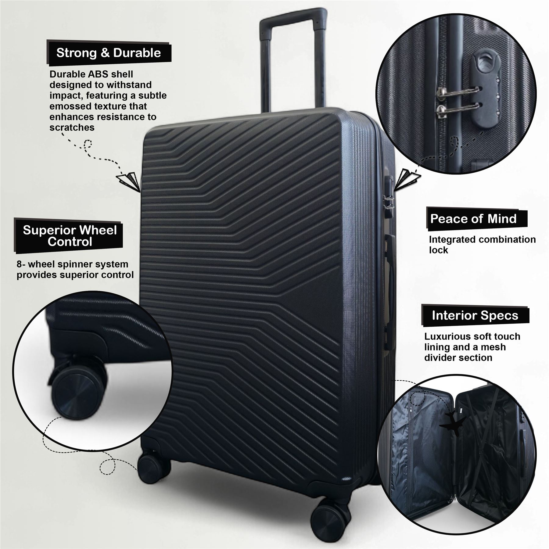 Hard Shell Cabin 48 x 37 x 20 cm Secure Luggage Suitable for Easyjet, Ryanair - Picture 4 of 49