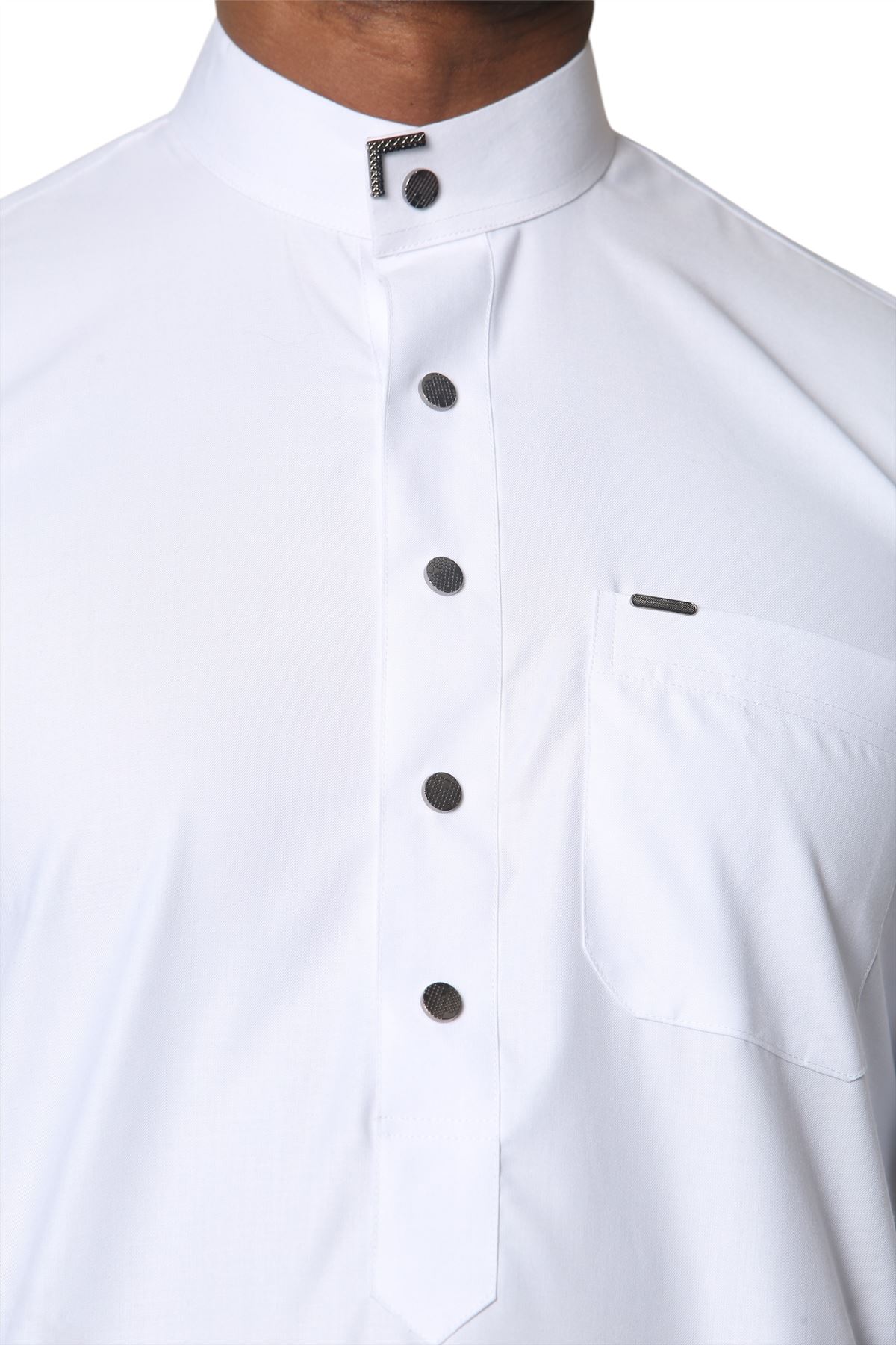 Men's Thobe Emirati Islamic Clothing Jubba Robe Muslim Eid Ramadan Arab Saudi - Picture 23 of 23