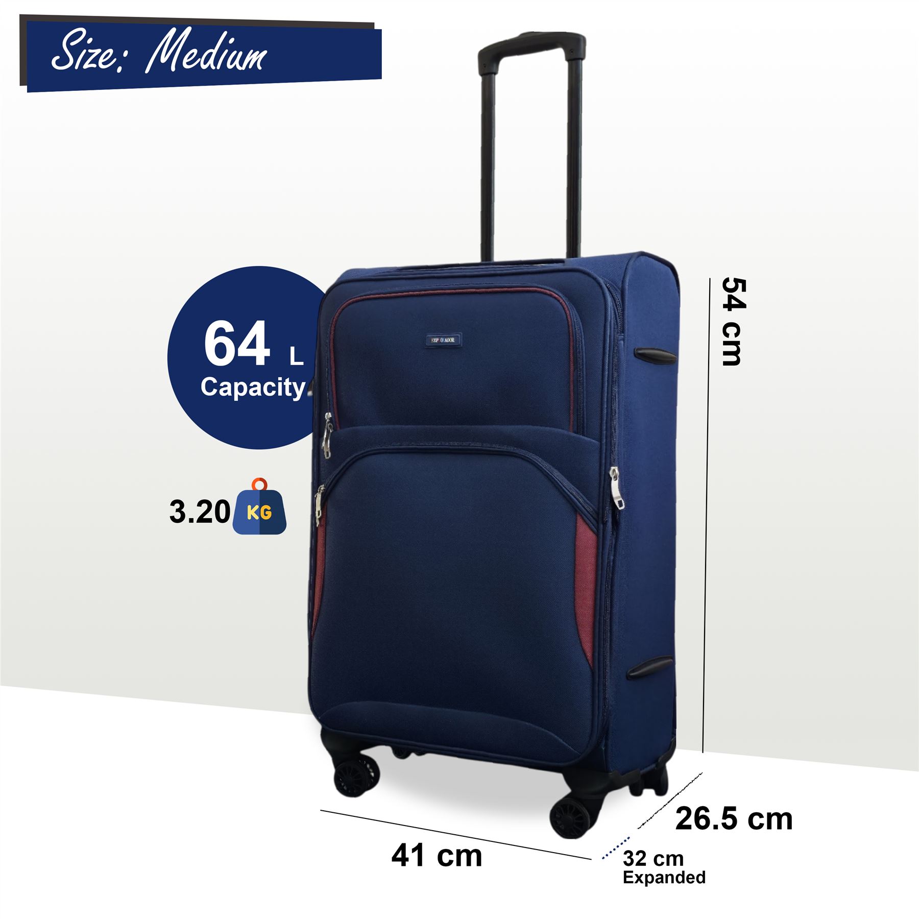 Expandable Soft Shell Suitcase 8 Wheel Luggage Set Light Carry On Cabin Bag - Picture 20 of 61