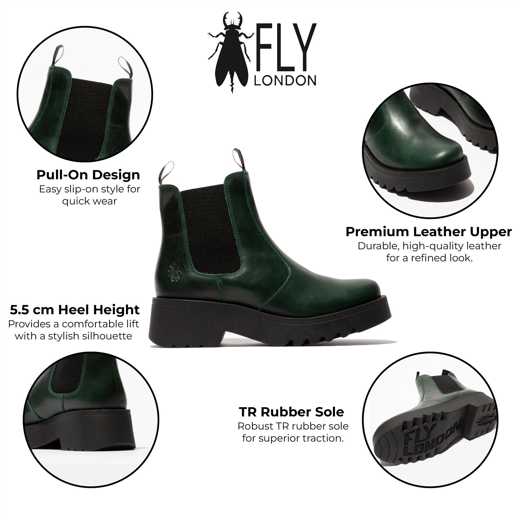 Fly London Mujer MEDI789 Botas Cuña Chelsea Tobillo Cuero Plataforma Reino Unido 3-8 - Imagen 8 de 17