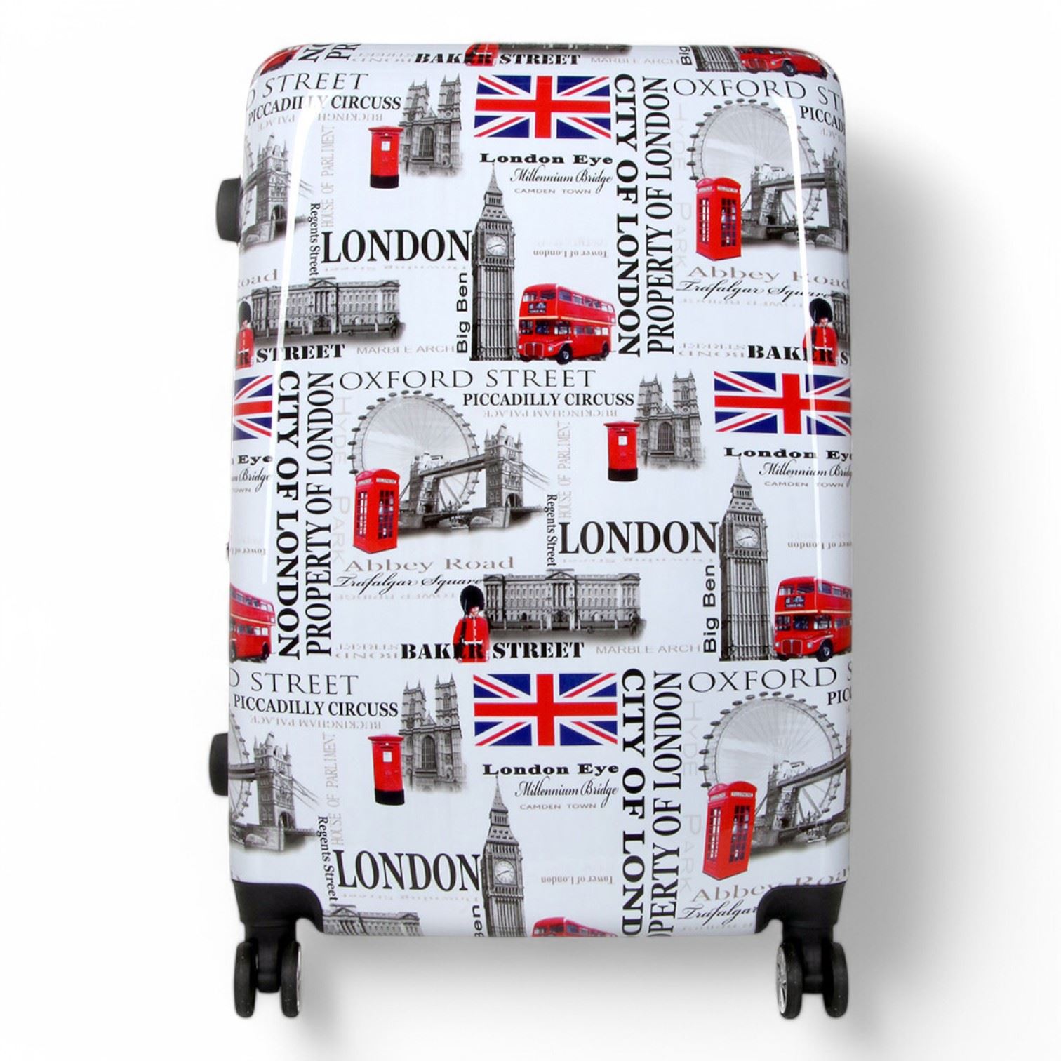 Extensible Cubierta Rígida Londres Estampado 8 Ruedas Maleta Juego Cabina Viaje - Imagen 7 de 29