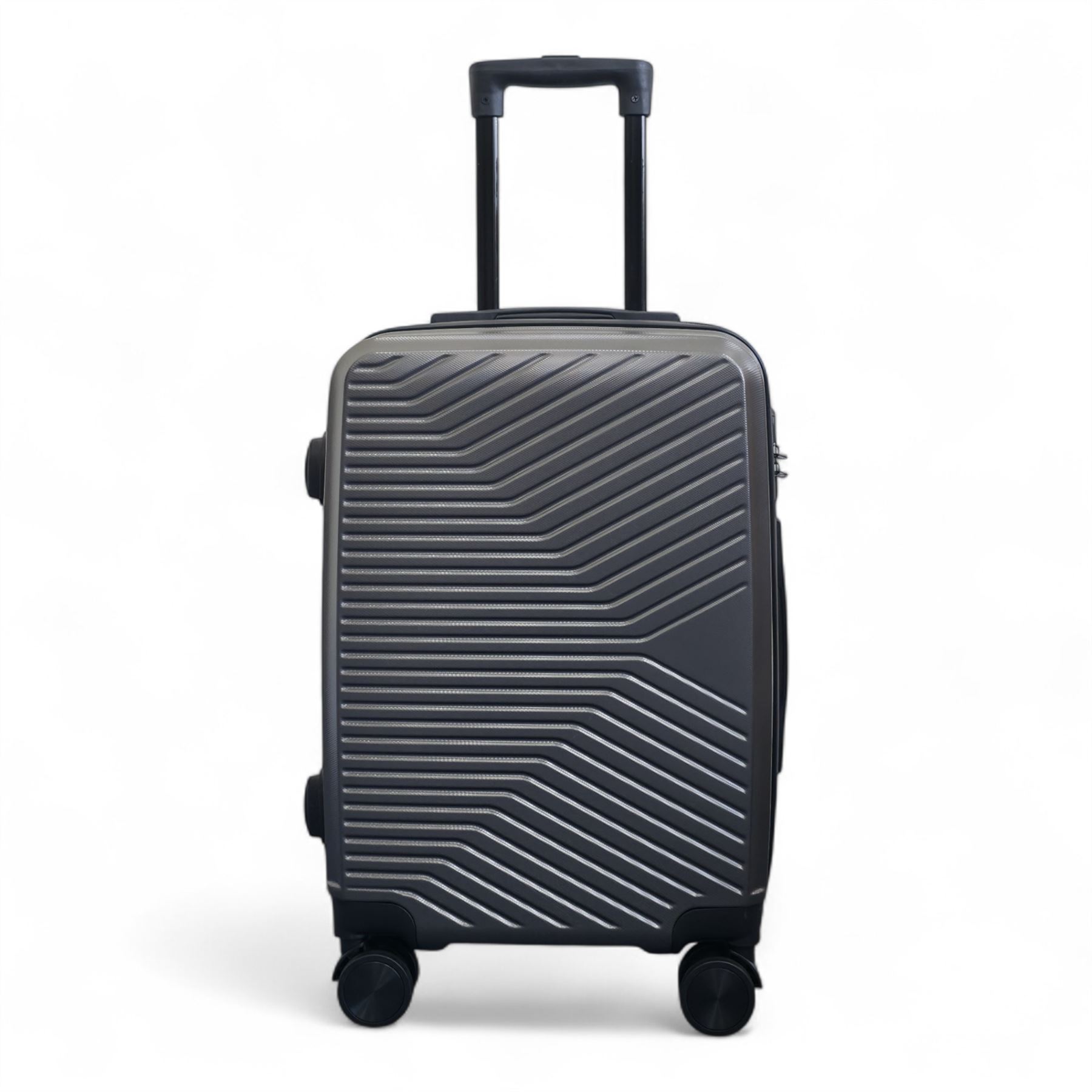 Strong Secure Grey Hardshell Grey Set Dual 4 Wheel ABS Trolley Cabin Suitcase - Picture 11 of 31