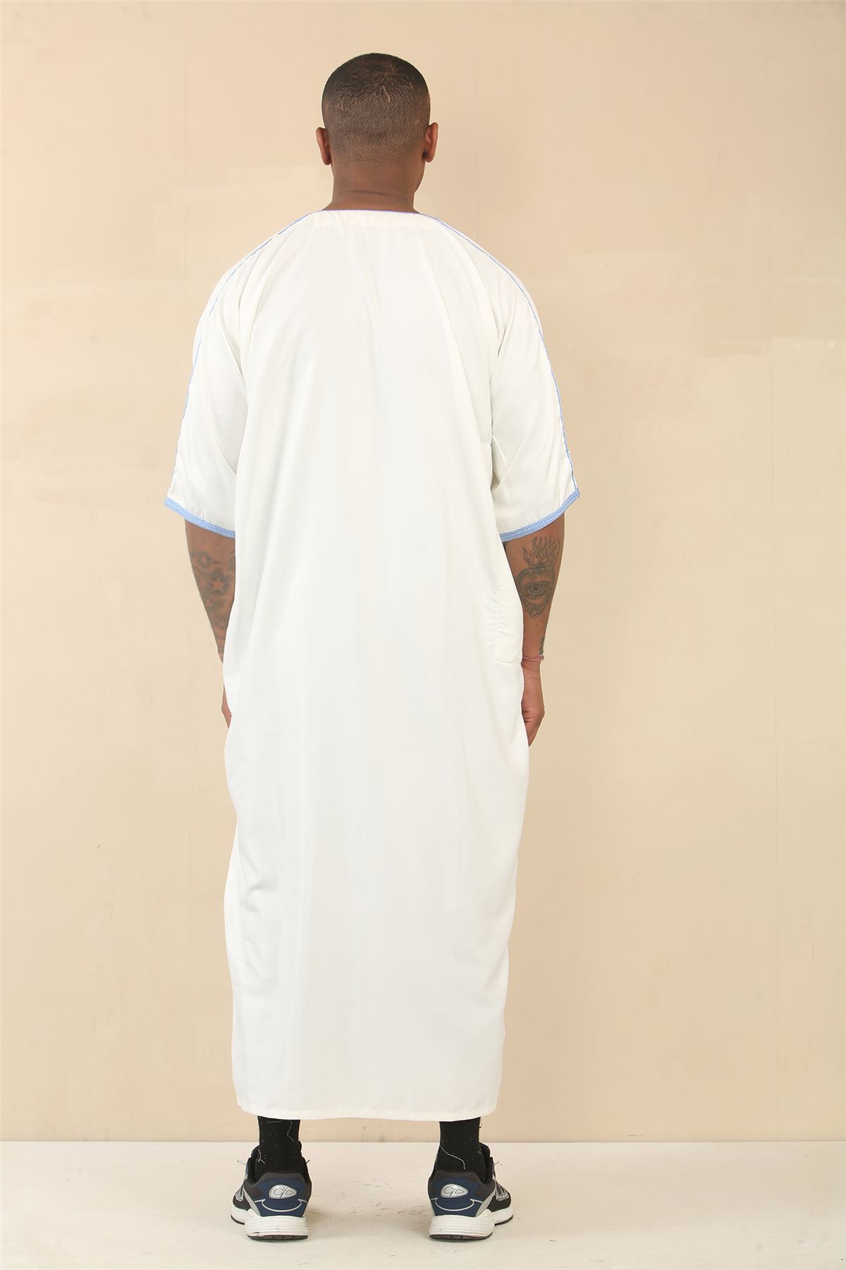 Mens Moroccan Thobe Djellaba islamic Clothing Jubba Eid Ramadan Arab ShortSleeve - Picture 12 of 14