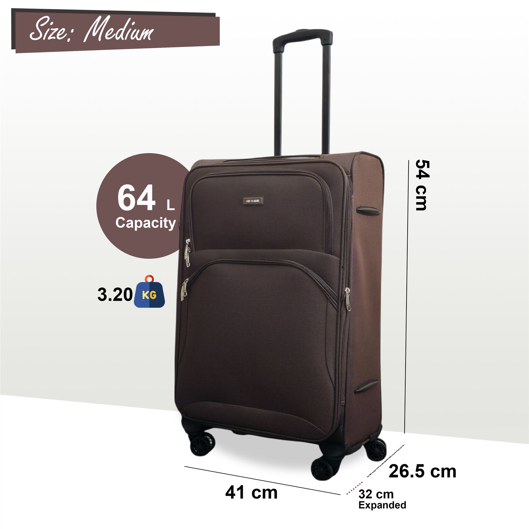 Expandable Soft Shell Suitcase 8 Wheel Luggage Set Light Carry On Cabin Bag - Picture 32 of 61