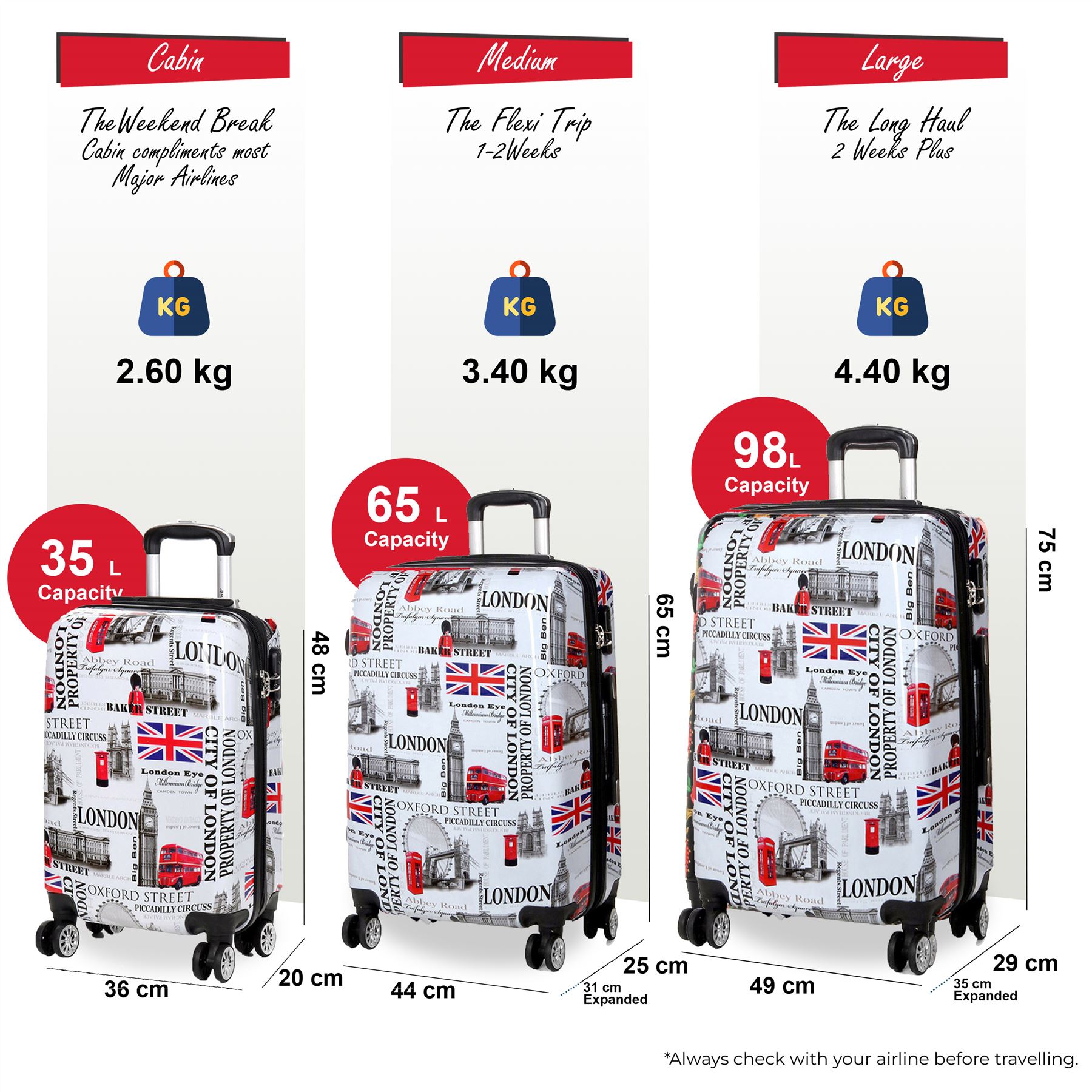 Juego de maletas rígidas expandibles fuertes de 8 ruedas con estampado equipaje cabina bolsa de viaje - Imagen 3 de 12