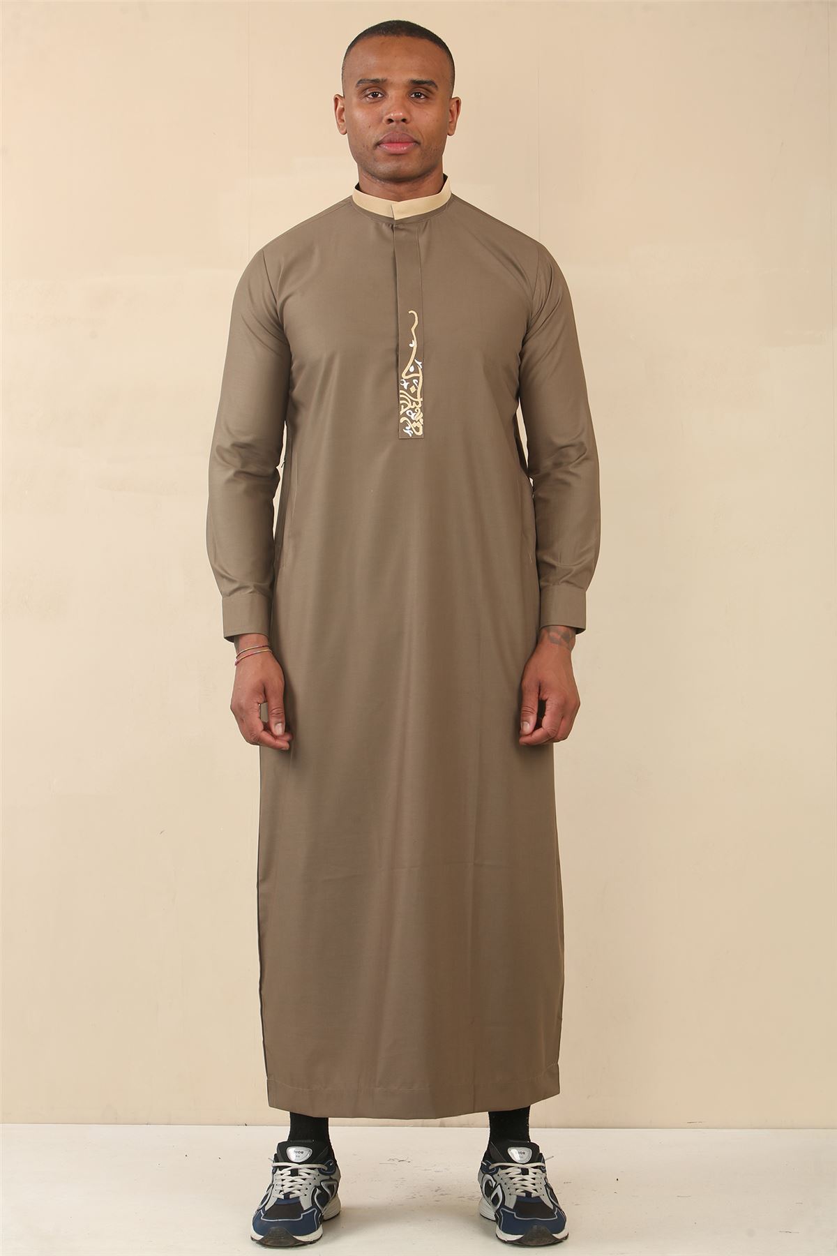 Abbigliamento islamico uomo Thobe Emirati Sauditi Jubba abito musulmano Eid Ramadan arabo - Foto 10 di 44