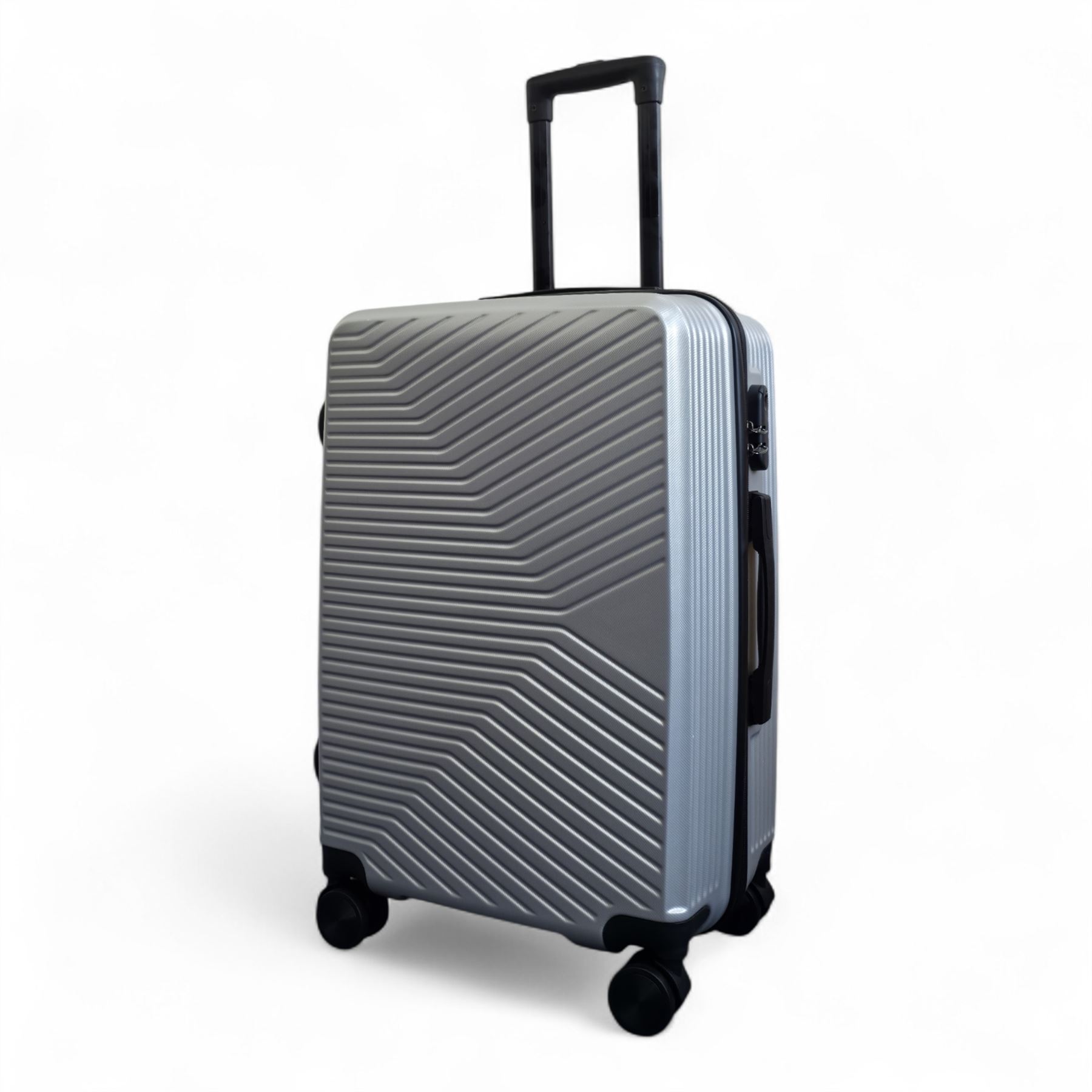 Strong Silver Hardshell Set Dual 4 Wheel ABS Trolley Cabin Suitcase - Picture 21 of 31