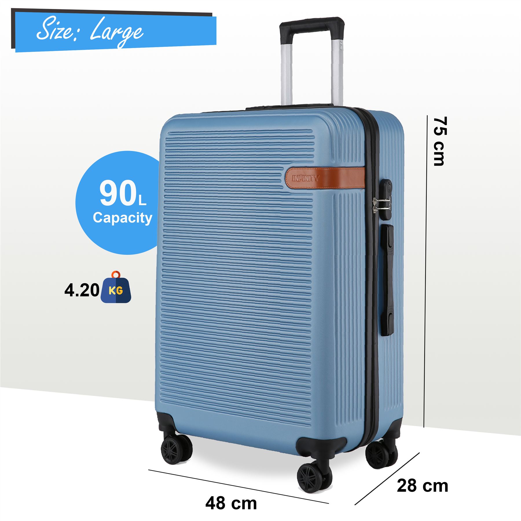 Hardshell Blue Navy Cabin Suitcase Set Robust ABS Lightweight Luggage Bag - Picture 3 of 34