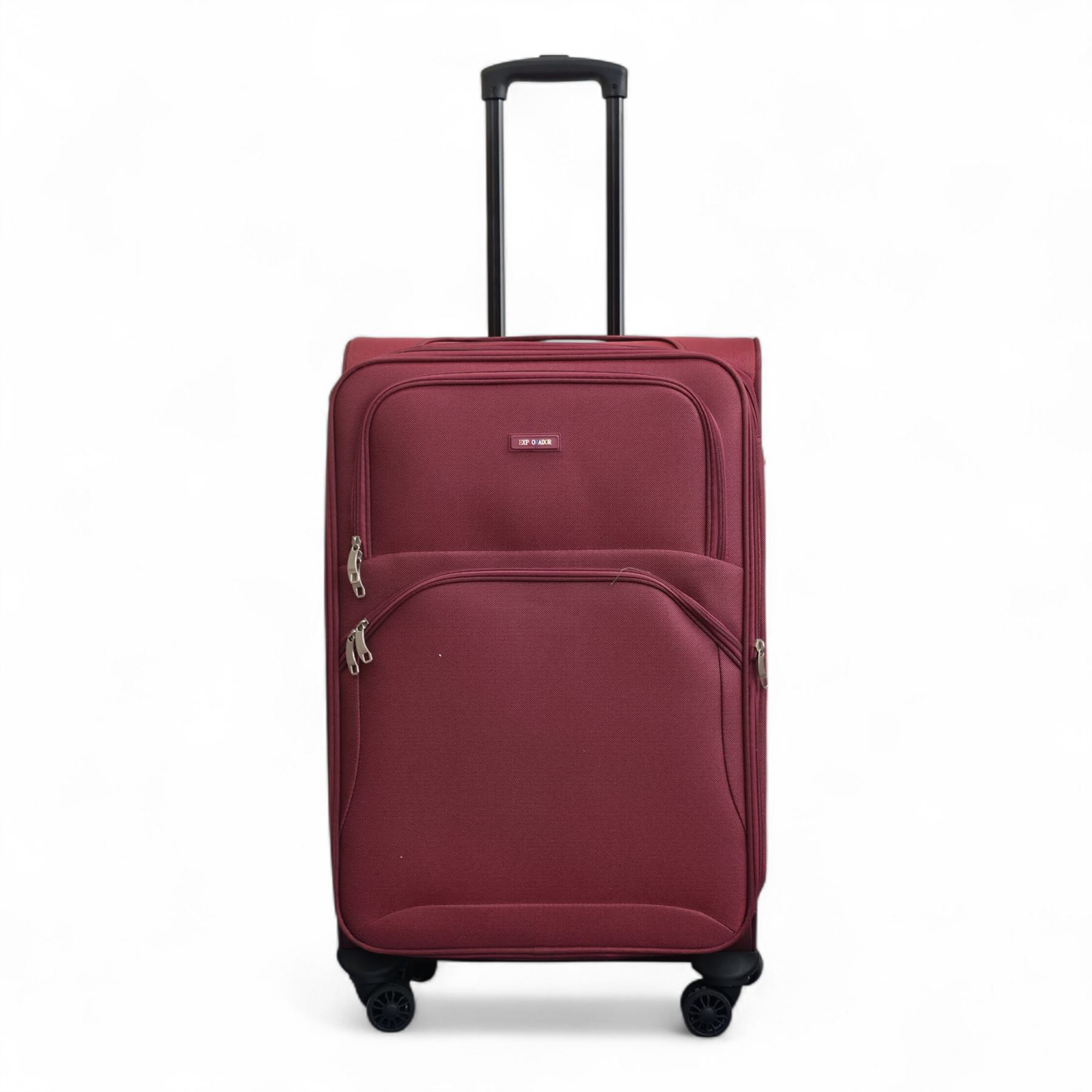 Burgundy Red Expandable Soft Shell Suitcase 8 Wheel Set Light Carry On Cabin Bag - Picture 14 of 36
