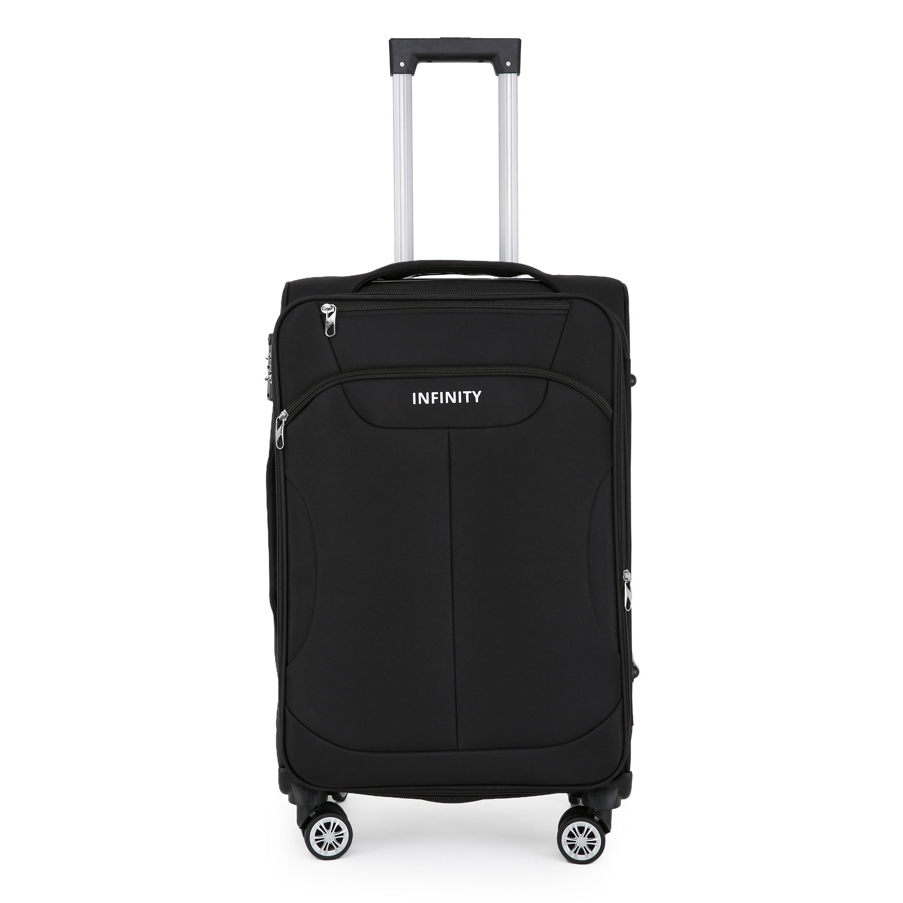 Black Soft Suitcase 8 Wheel Luggage Set TSA , Bag - Picture 18 of 32