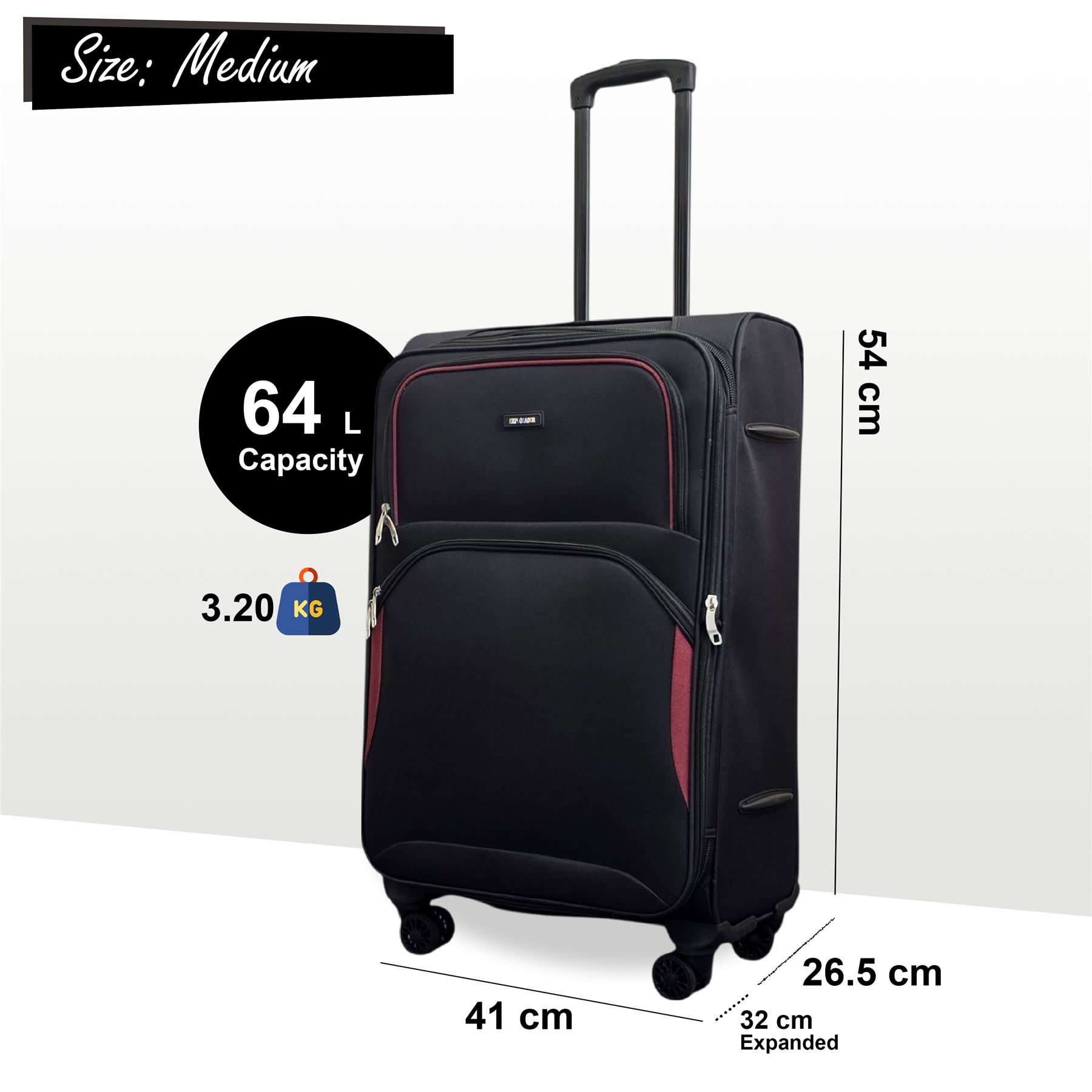 Expandable Soft Shell Suitcase 8 Wheel Luggage Set Light Carry On Cabin Bag - Picture 8 of 61