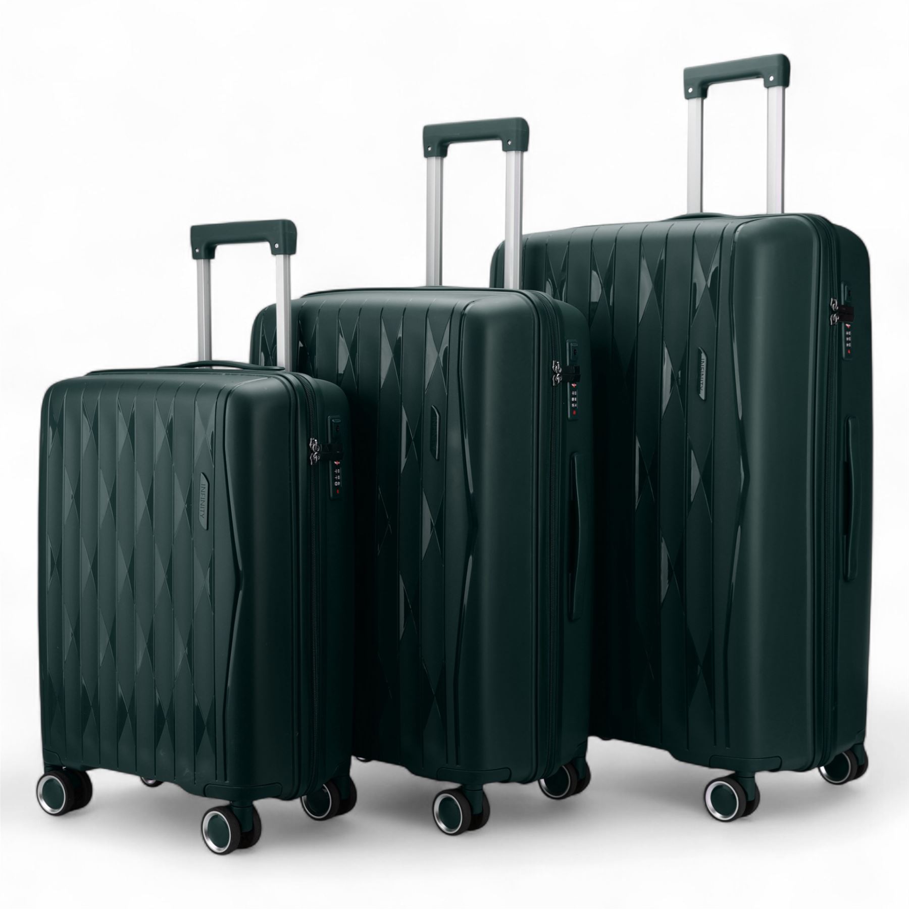 Juego de maleta rígida verde fuerte 8 ruedas cabina TSA maleta de equipaje - Imagen 26 de 29