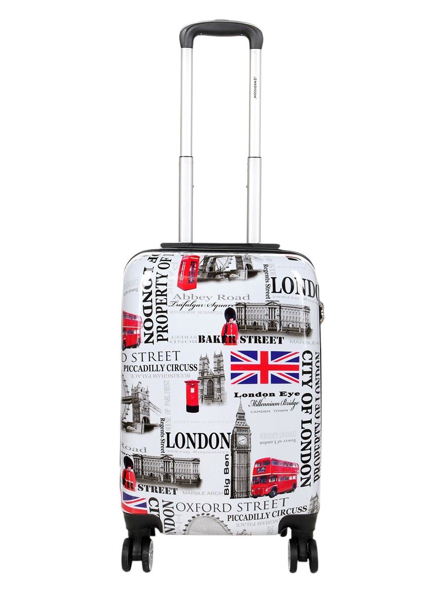 Extensible Cubierta Rígida Londres Estampado 8 Ruedas Maleta Juego Cabina Viaje - Imagen 12 de 29