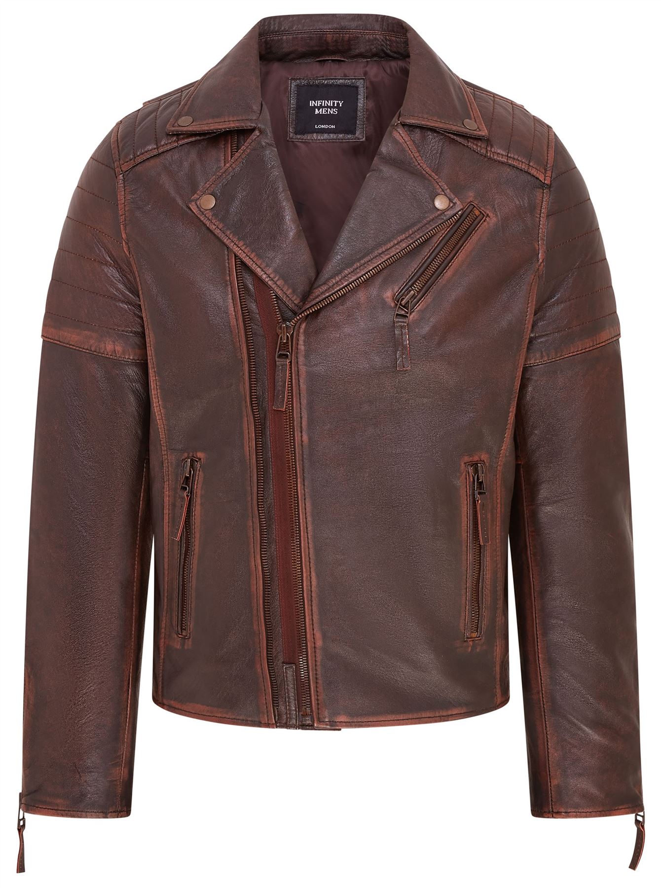 Chaqueta de Motociclista Para Hombre Calce Ajustado Estilo Brando Doble Cremallera Cruzada 100% Cuero - Imagen 2 de 30