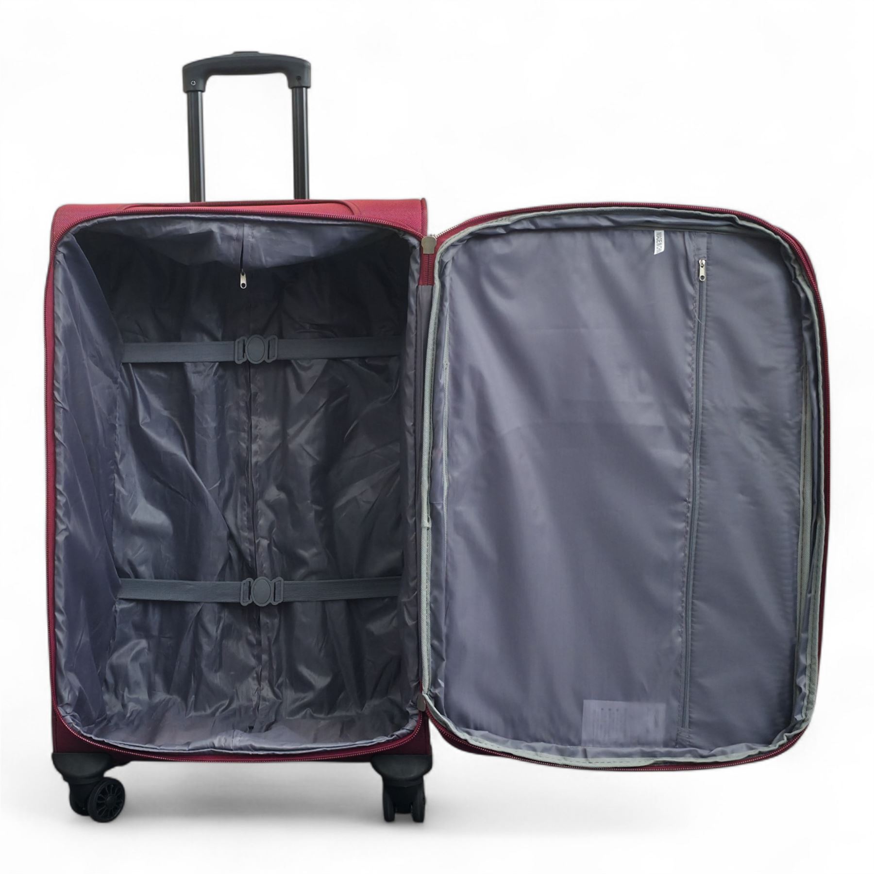 Burgundy Red Expandable Soft Shell Suitcase 8 Wheel Set Light Carry On Cabin Bag - Picture 29 of 36