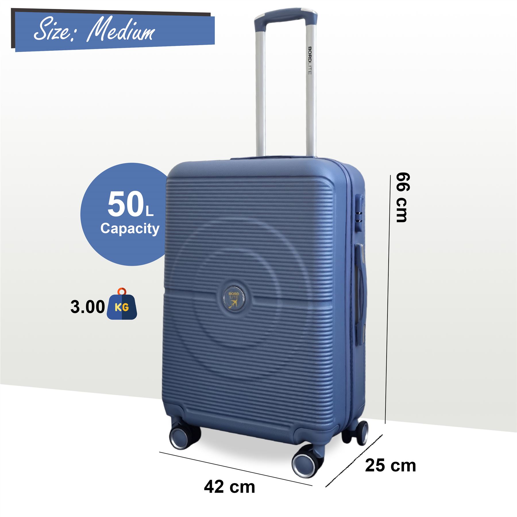 Robust ABS Hard Shell Light Blue 8 Wheels Luggage Travel Cabin Suitcase Set - Picture 17 of 26