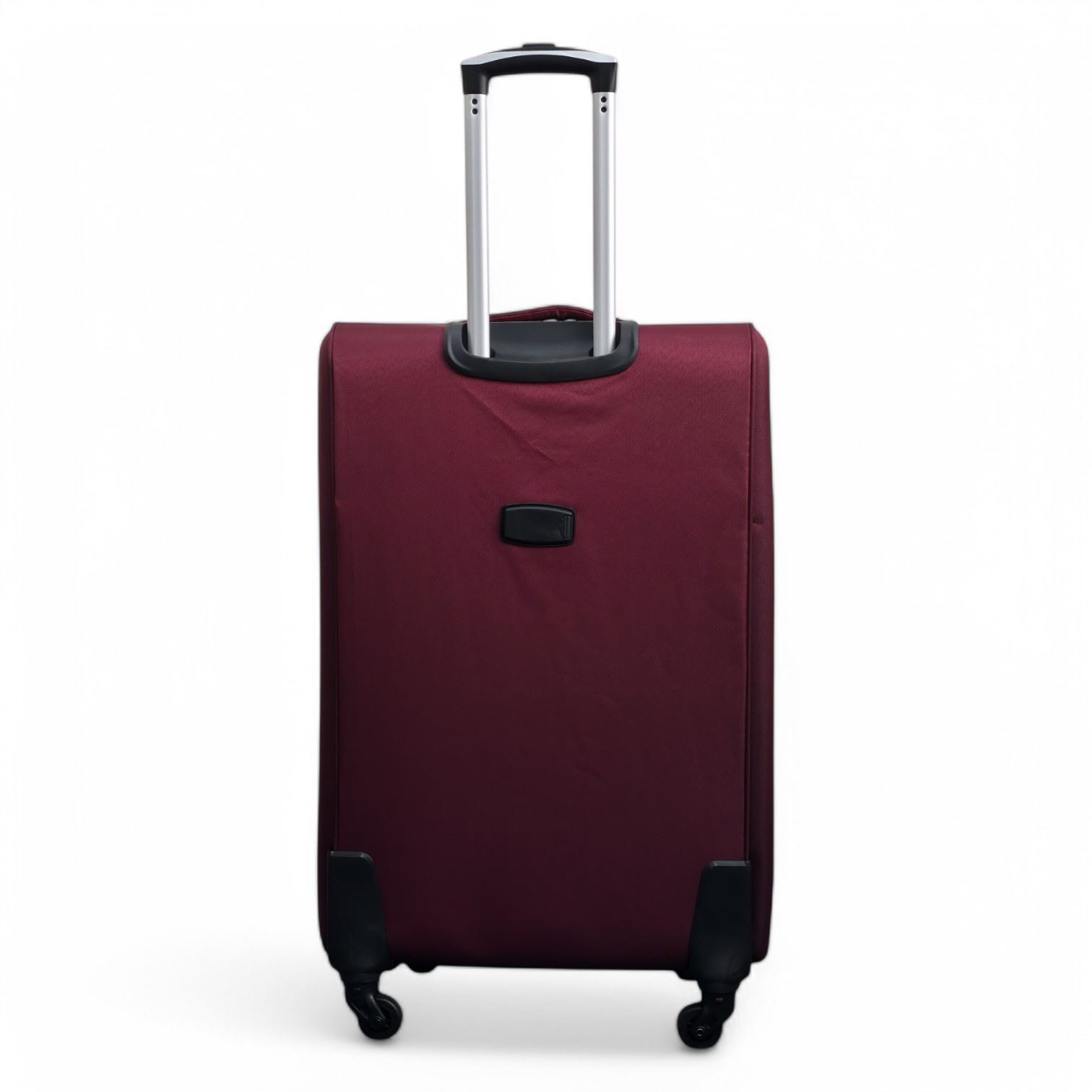 Soft Shell Lightweight Wine Burgundy Nylon Suitcase Set 4 Wheel Travel Case Bags - Picture 7 of 37