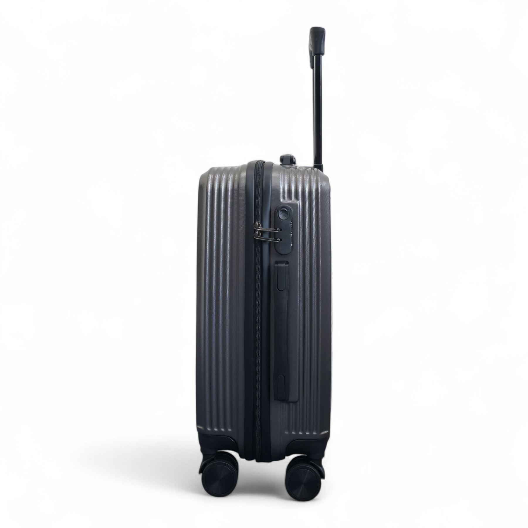 Strong Secure Grey Hardshell Grey Set Dual 4 Wheel ABS Trolley Cabin Suitcase - Picture 15 of 31