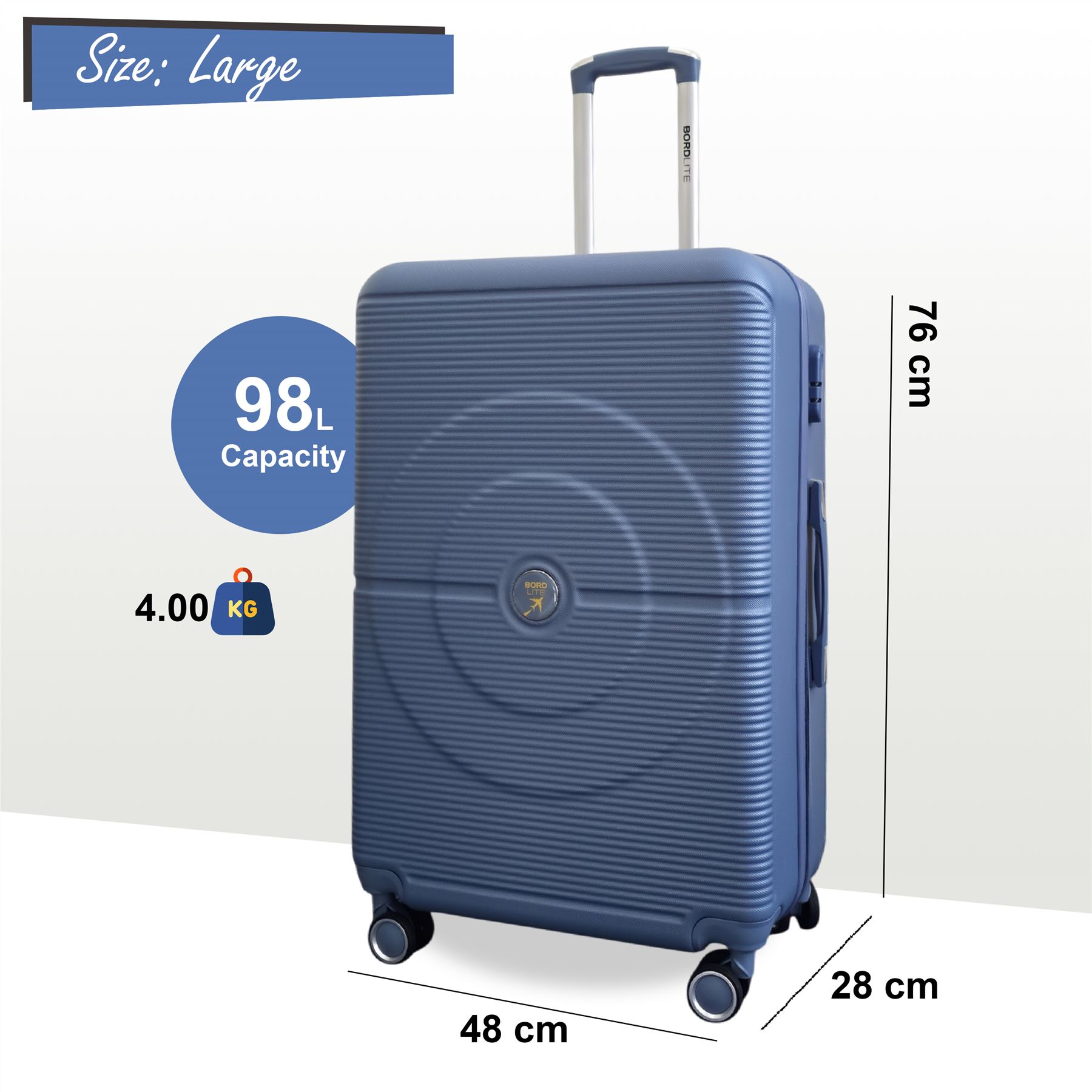 Robust ABS Hard Shell Light Blue 8 Wheels Luggage Travel Cabin Suitcase Set - Picture 3 of 26