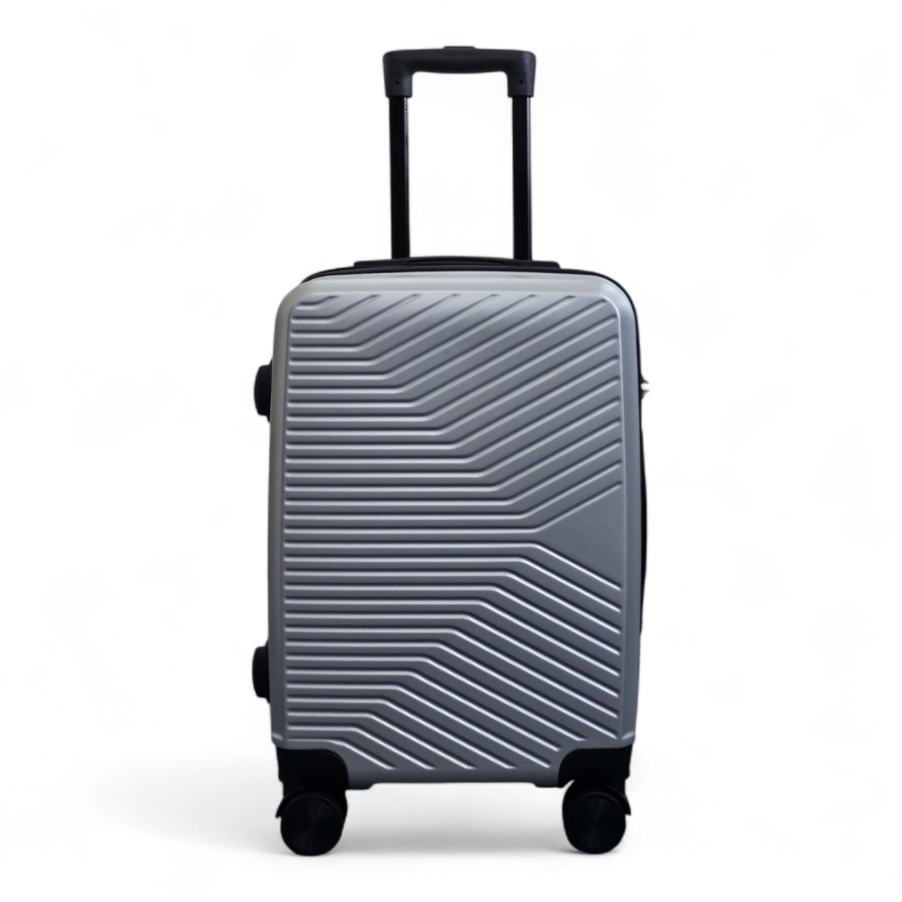Strong Silver Hardshell Set Dual 4 Wheel ABS Trolley Cabin Suitcase - Picture 10 of 31