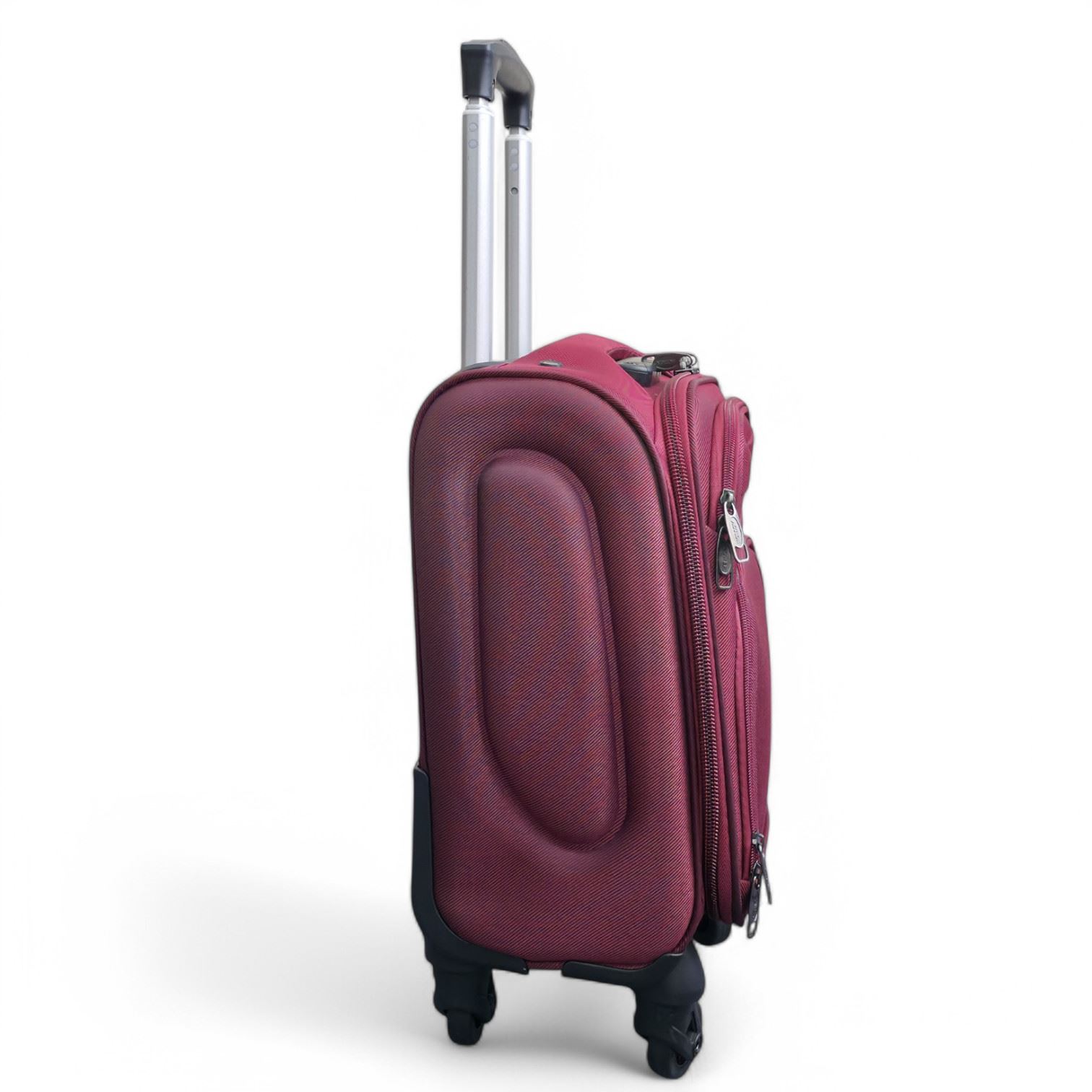 Soft Shell Lightweight Wine Burgundy Nylon Suitcase Set 4 Wheel Travel Case Bags - Picture 30 of 37
