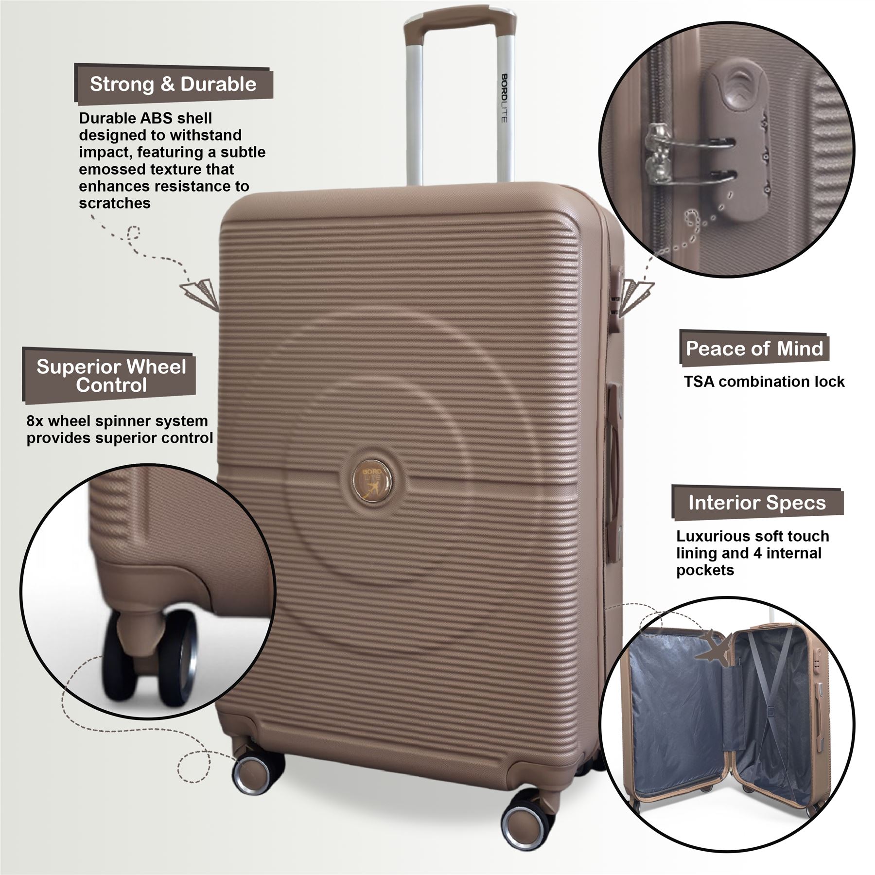 Maleta de cabina rígida ABS 56 x 35 x 20 cm adecuada para Easyjet, Ryanair - Imagen 18 de 29