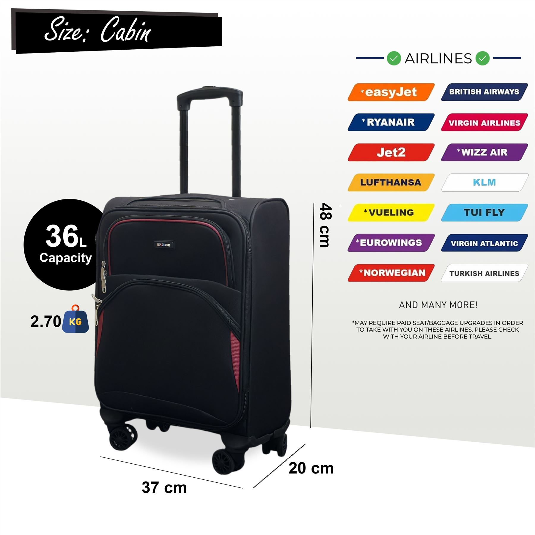 Expandable Soft Shell Suitcase 8 Wheel Luggage Set Light Carry On Cabin Bag - Picture 7 of 61