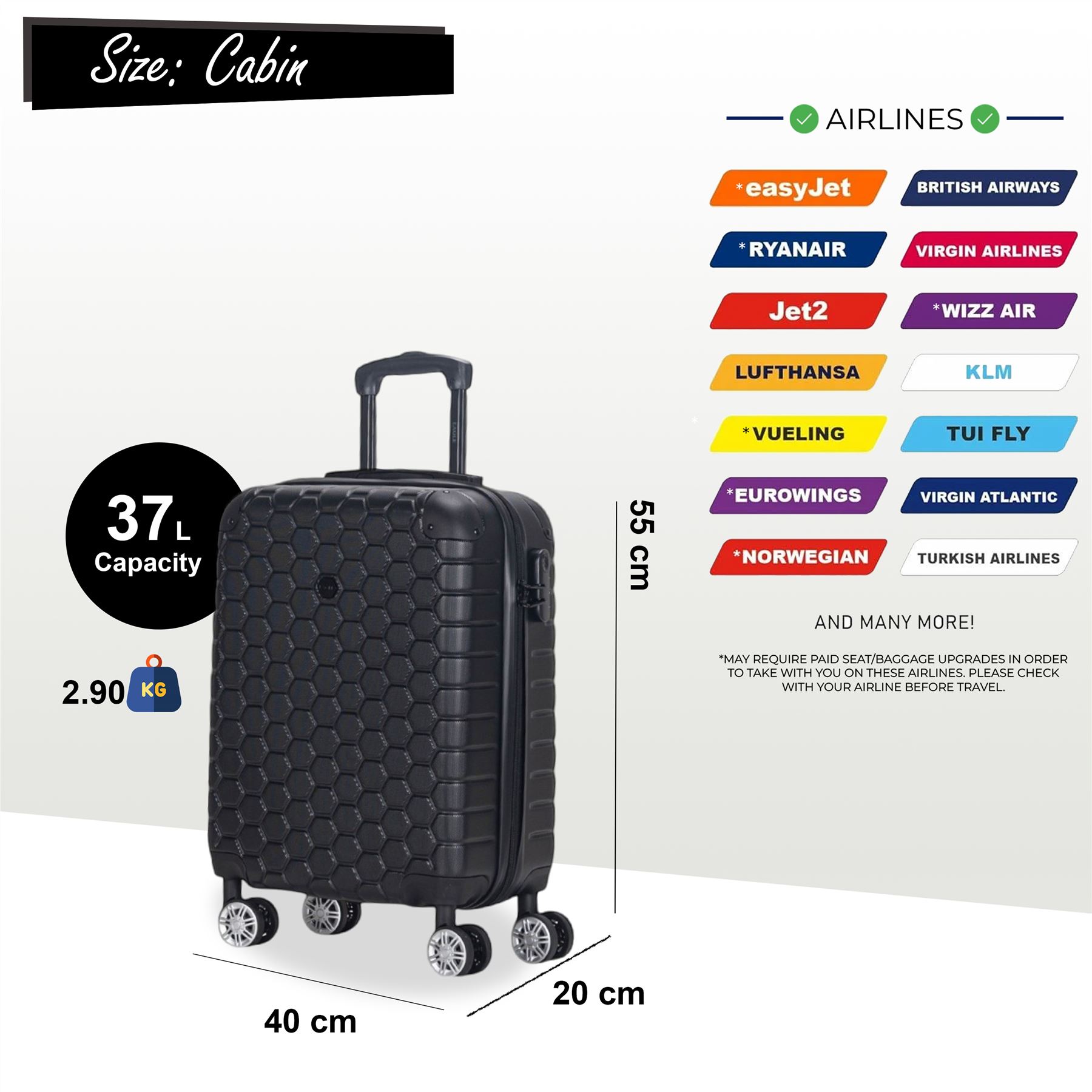 Juego De Maletas De Viaje De Cabina Con Ruedas De 8 De ABS - Imagen 6 de 68