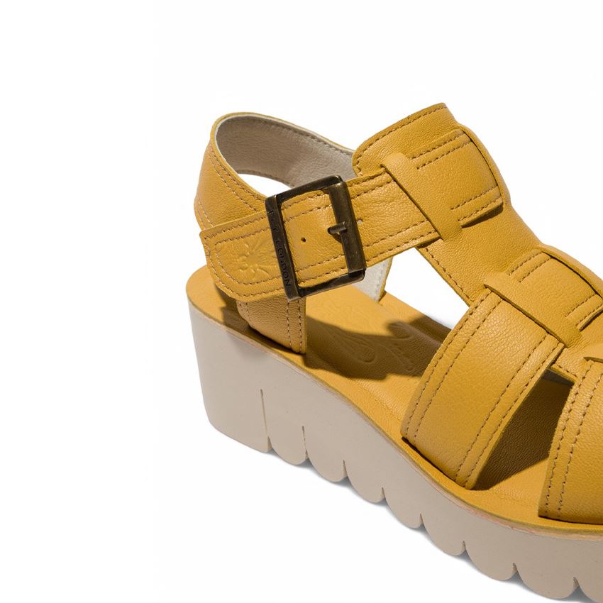 Fly London Damen YUDD236FLY Mousse Leder Sandalen Espadrille Plateau Wedges - Bild 11 von 11