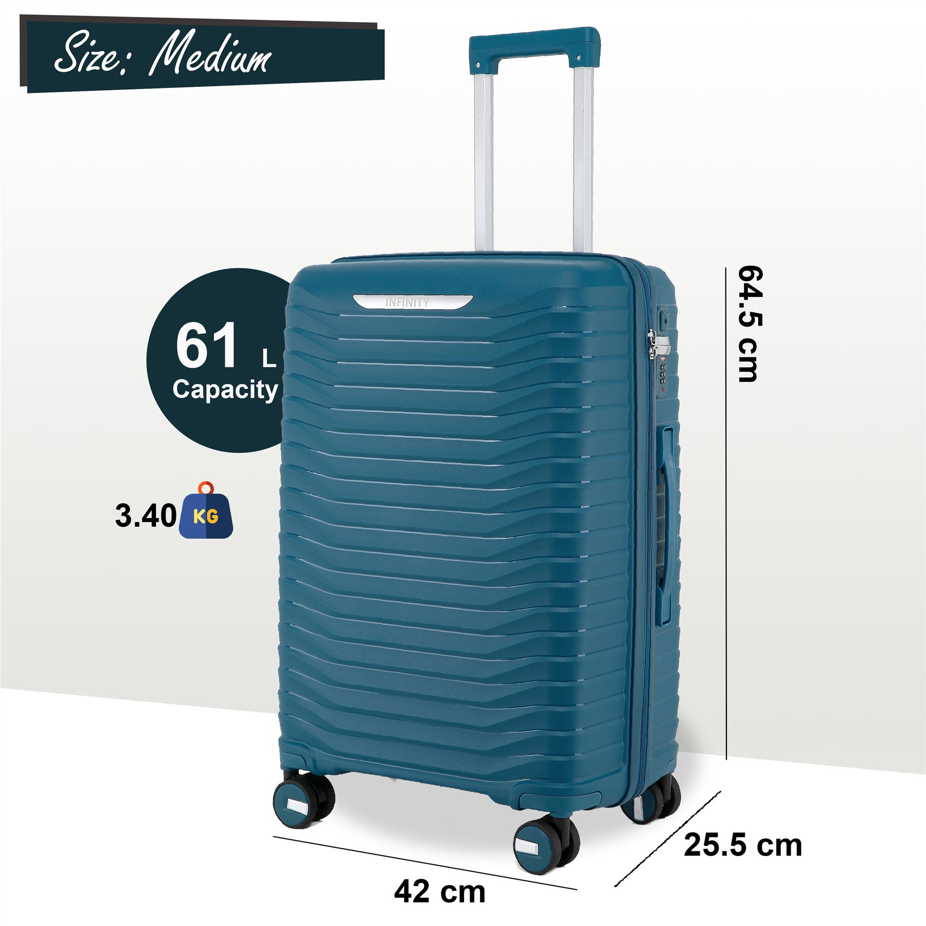 Hard Shell Classic Suitcase Set 8 Wheel Cabin TSA Luggage Case Holiday Travel - Picture 19 of 37