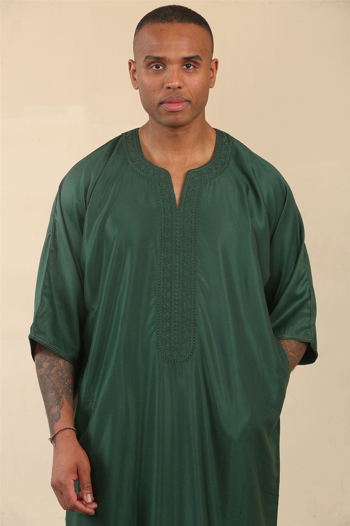 Mens Moroccan Thobe Djellaba islamic Clothing Jubba Eid Ramadan Arab ShortSleeve - Picture 4 of 14
