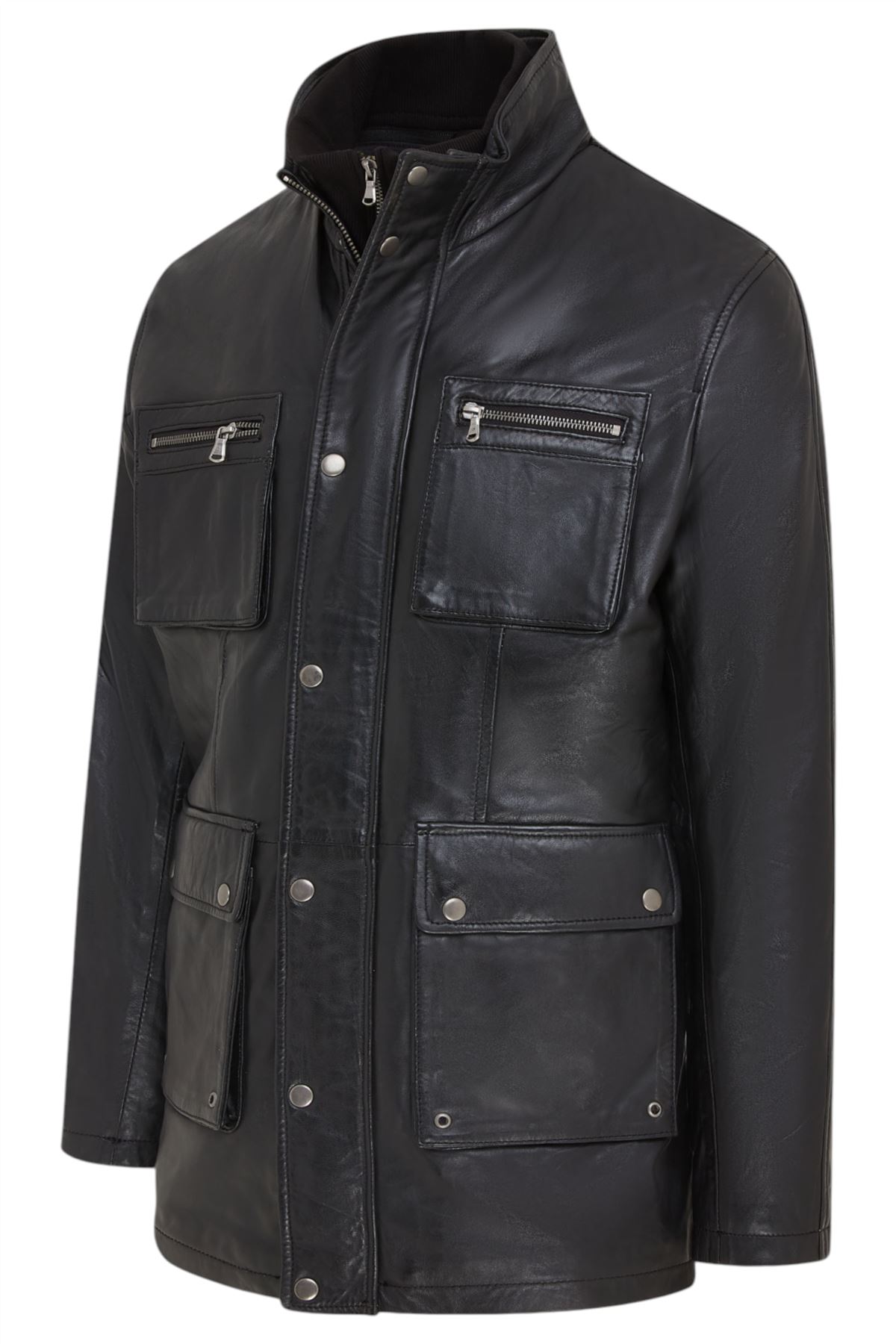 Men’s Genuine Lamb Leather Military Jacket Windproof Outwear Trenchcoat - Picture 4 of 19