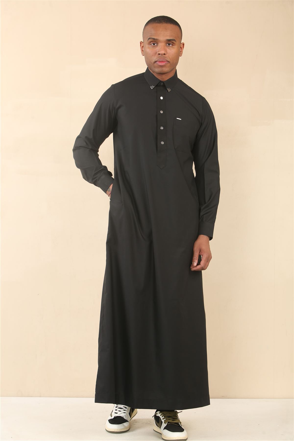 Men's Thobe Saudi Emirati Islamic Clothing Jubba Robe Muslim Eid Ramadan Arab - Picture 4 of 24
