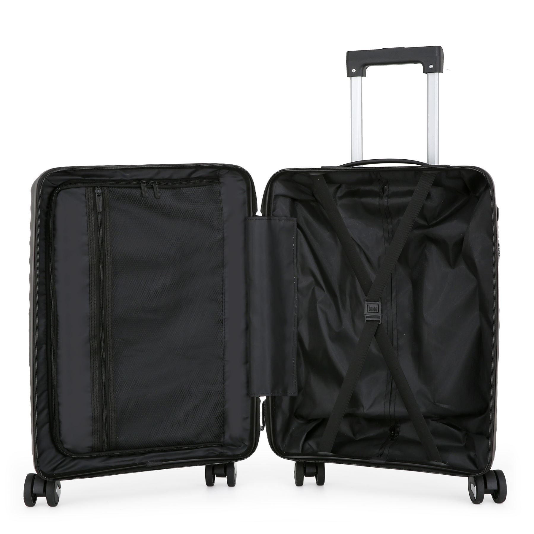 Hard Shell Black Cabin Suitcase Set 8 Wheel Luggage Case Strong Travel TSA Bag - Picture 16 of 32