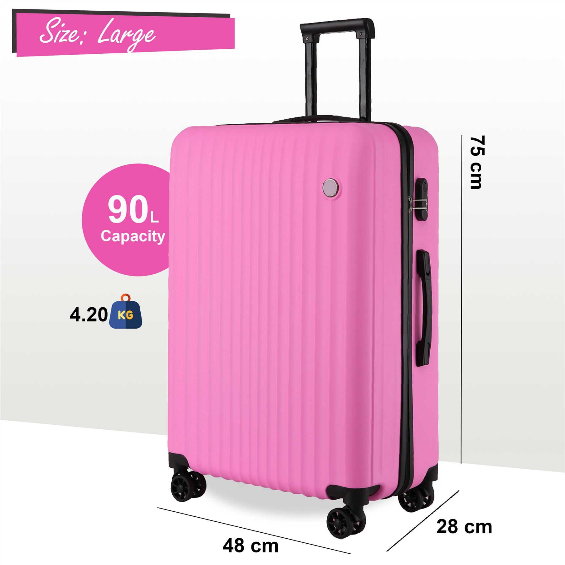 Hard Shell ABS Suitcase Set 8 Wheel Travel Case Holiday Bags - Picture 8 of 25