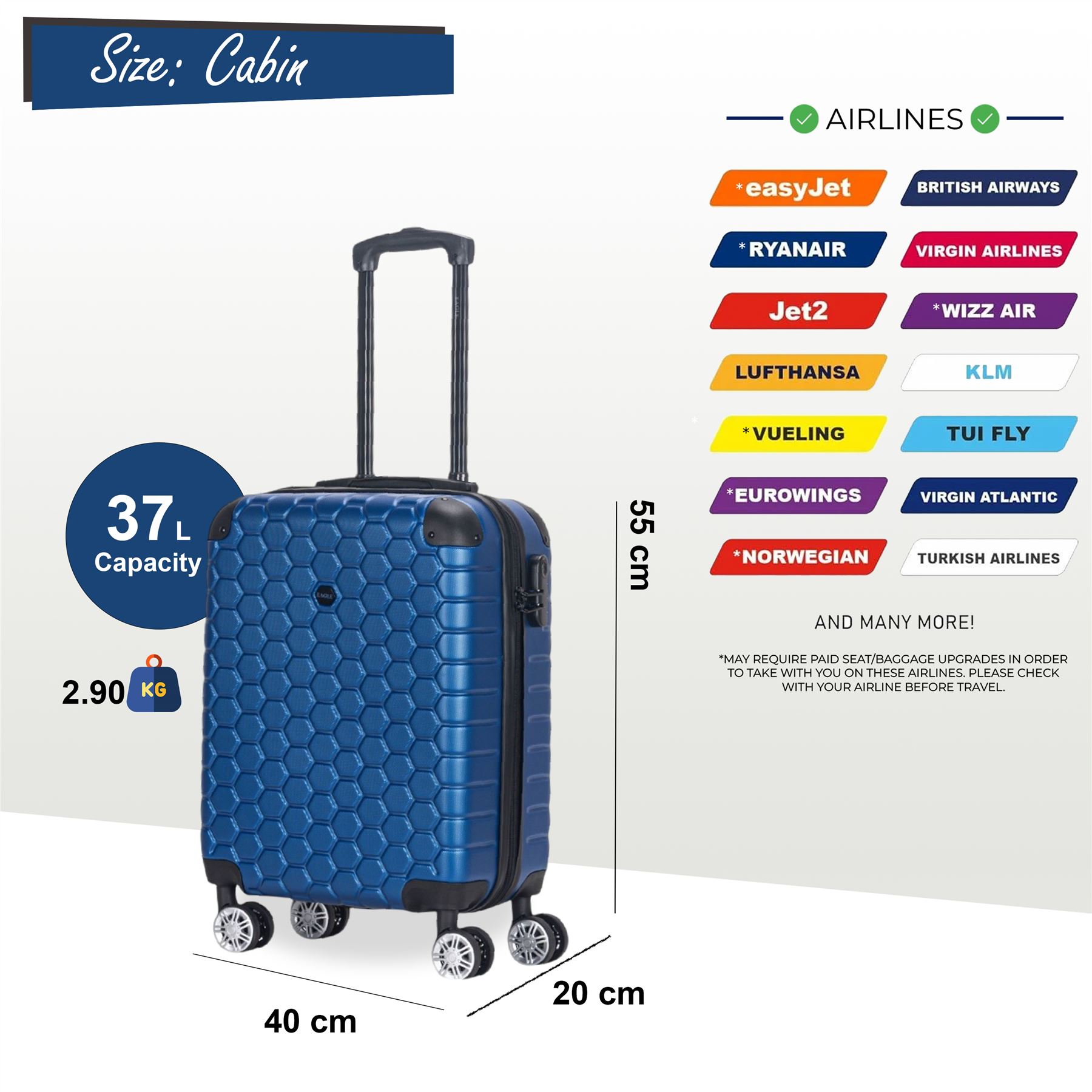 Juego De Maletas De Viaje De Cabina Con Ruedas De 8 De ABS - Imagen 18 de 68