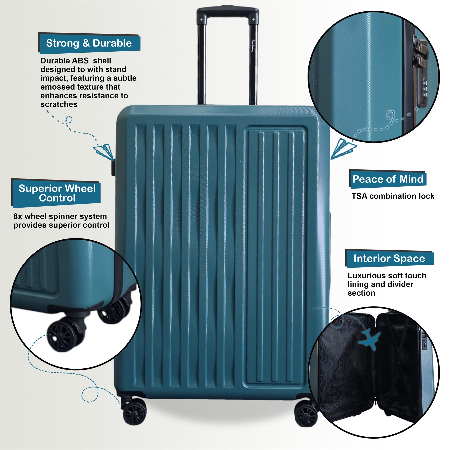 ABS Hard Shell Suitcase Luggage Set Hard Side Travel Carry on Cabin Bag - Picture 15 of 75