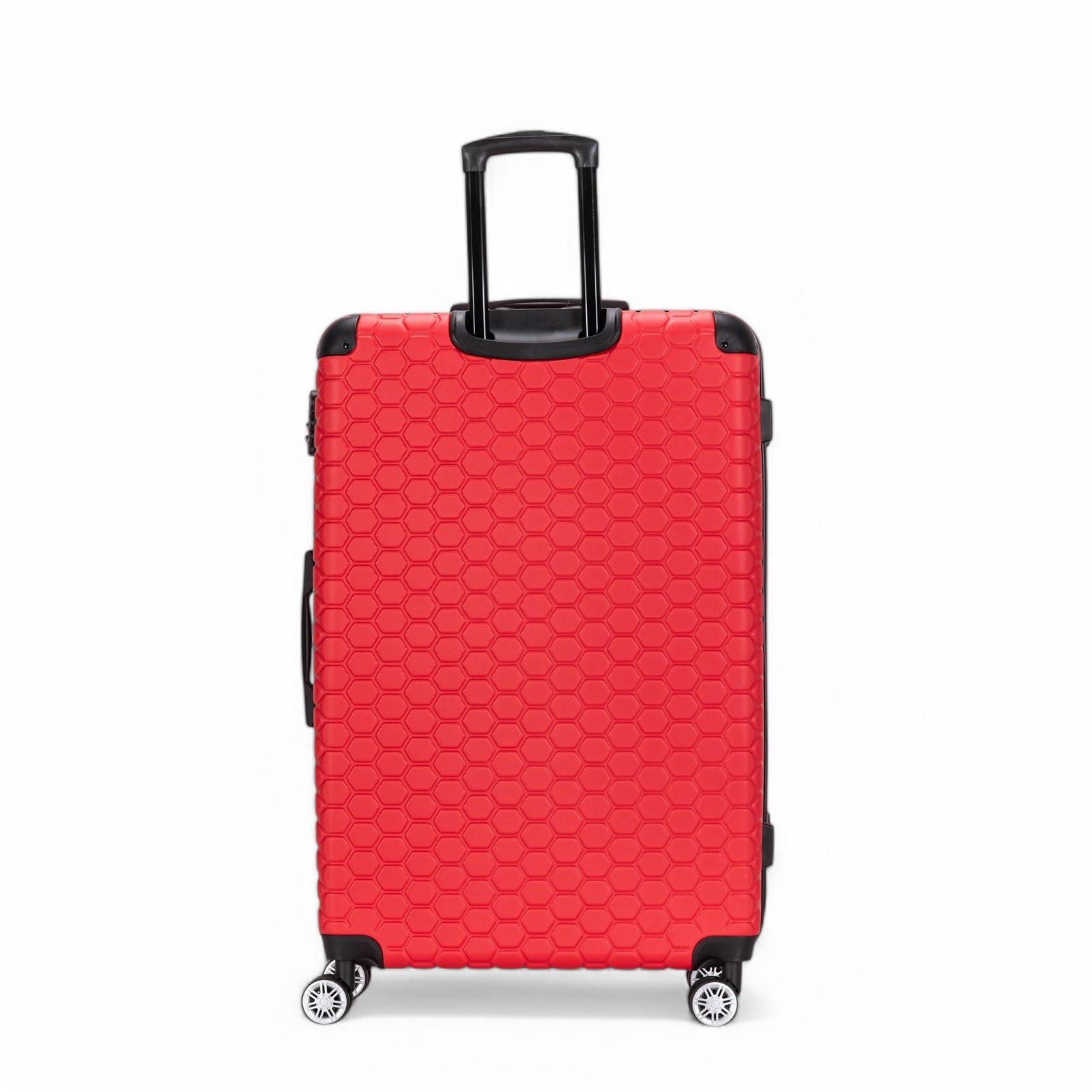 Hard Shell Red ABS 8 Wheel Luggage Travel Cabin Suitcase Set - Picture 37 of 37