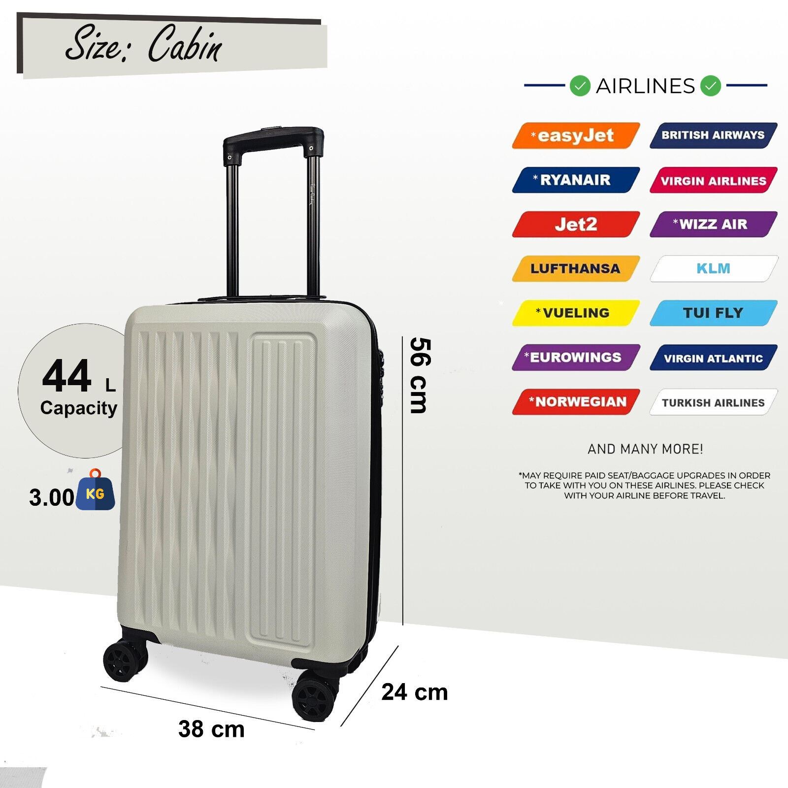 ABS Hard Shell Suitcase Luggage Set Hard Side Travel Carry on Cabin Bag - Picture 68 of 75