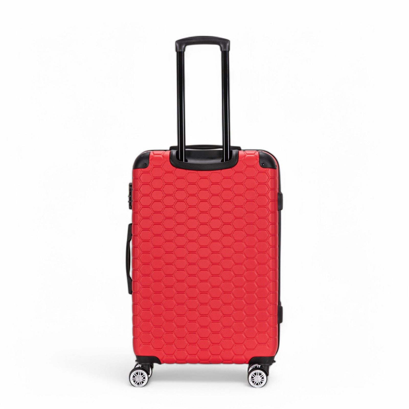 Hard Shell Red ABS 8 Wheel Luggage Travel Cabin Suitcase Set - Picture 7 of 37