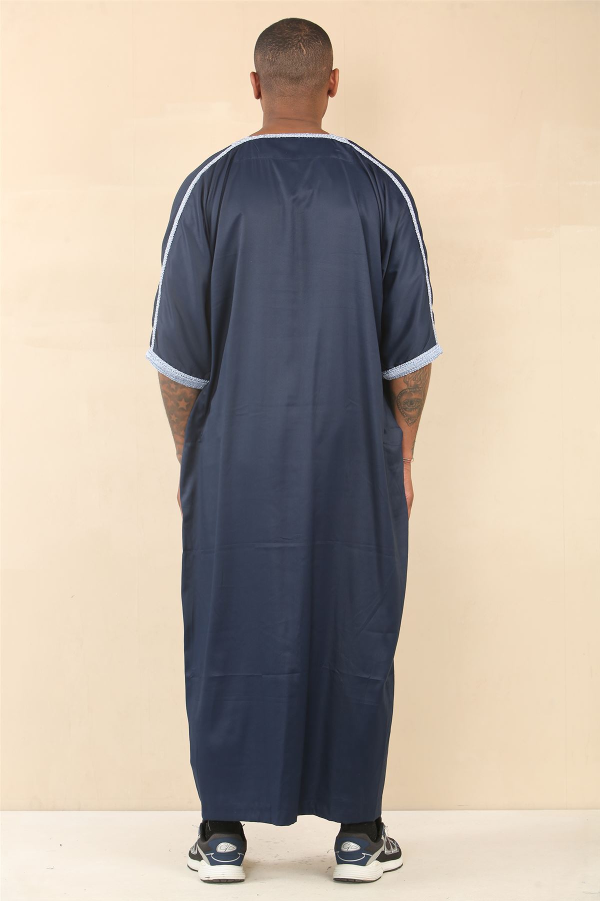 Herren Marokkanische Thobe Islamische Kleidung Jubba Eid Djellaba Kurzarm Gandoura - Bild 3 von 7