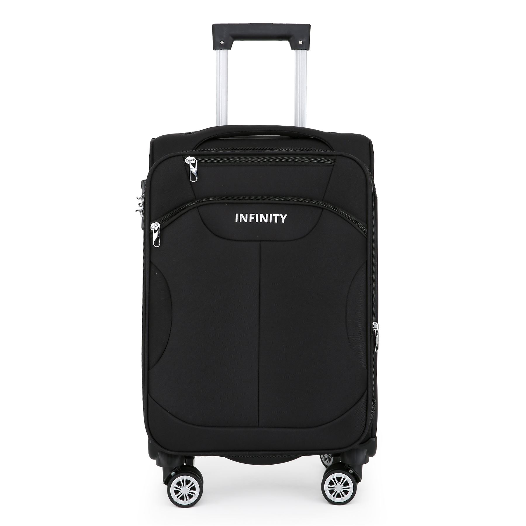 Black Soft Suitcase 8 Wheel Luggage Set TSA , Bag - Picture 10 of 32